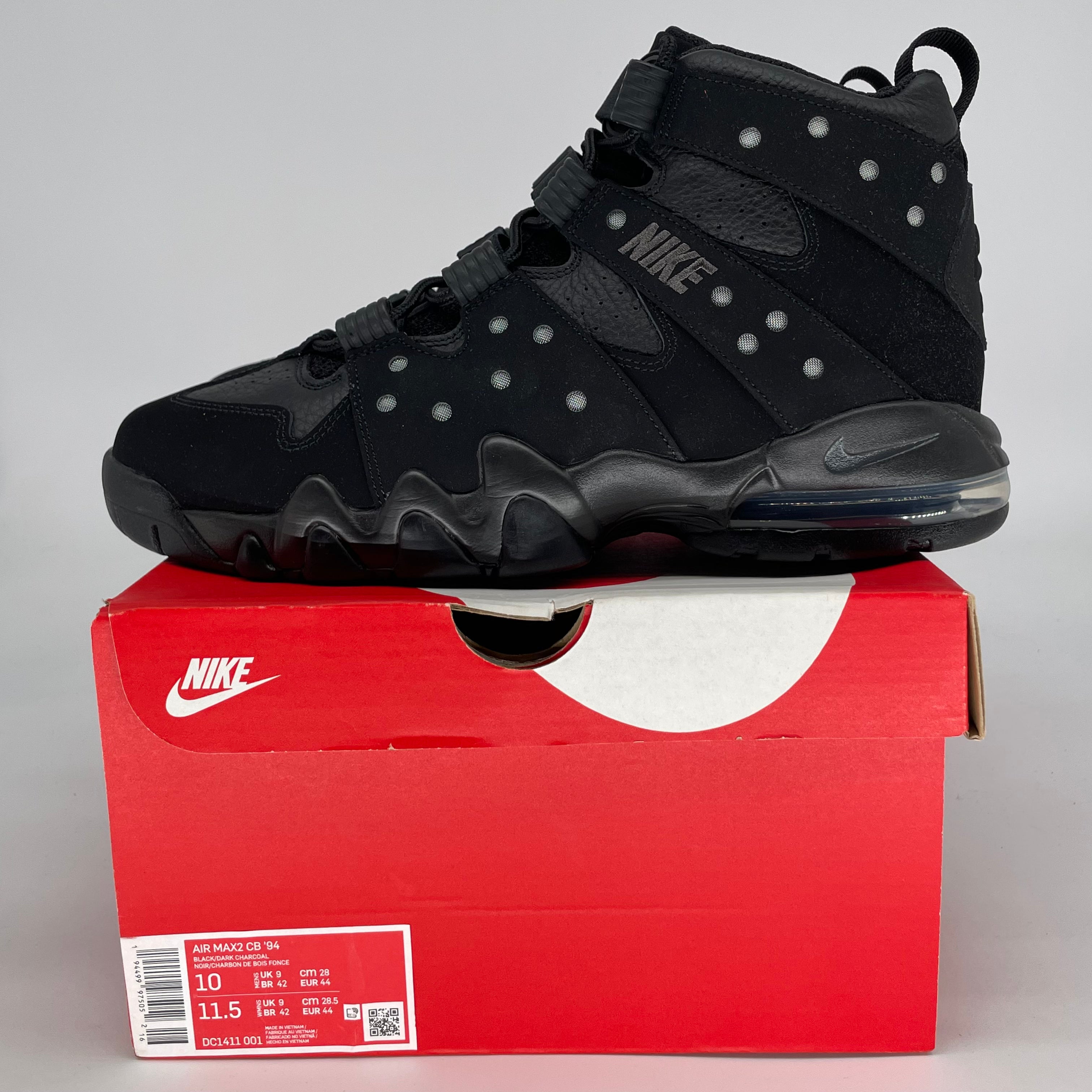 NIKE AIR MAX 2 CB 94 TRIPLE BLACK DC1411-001 SIZE 10/11.5W