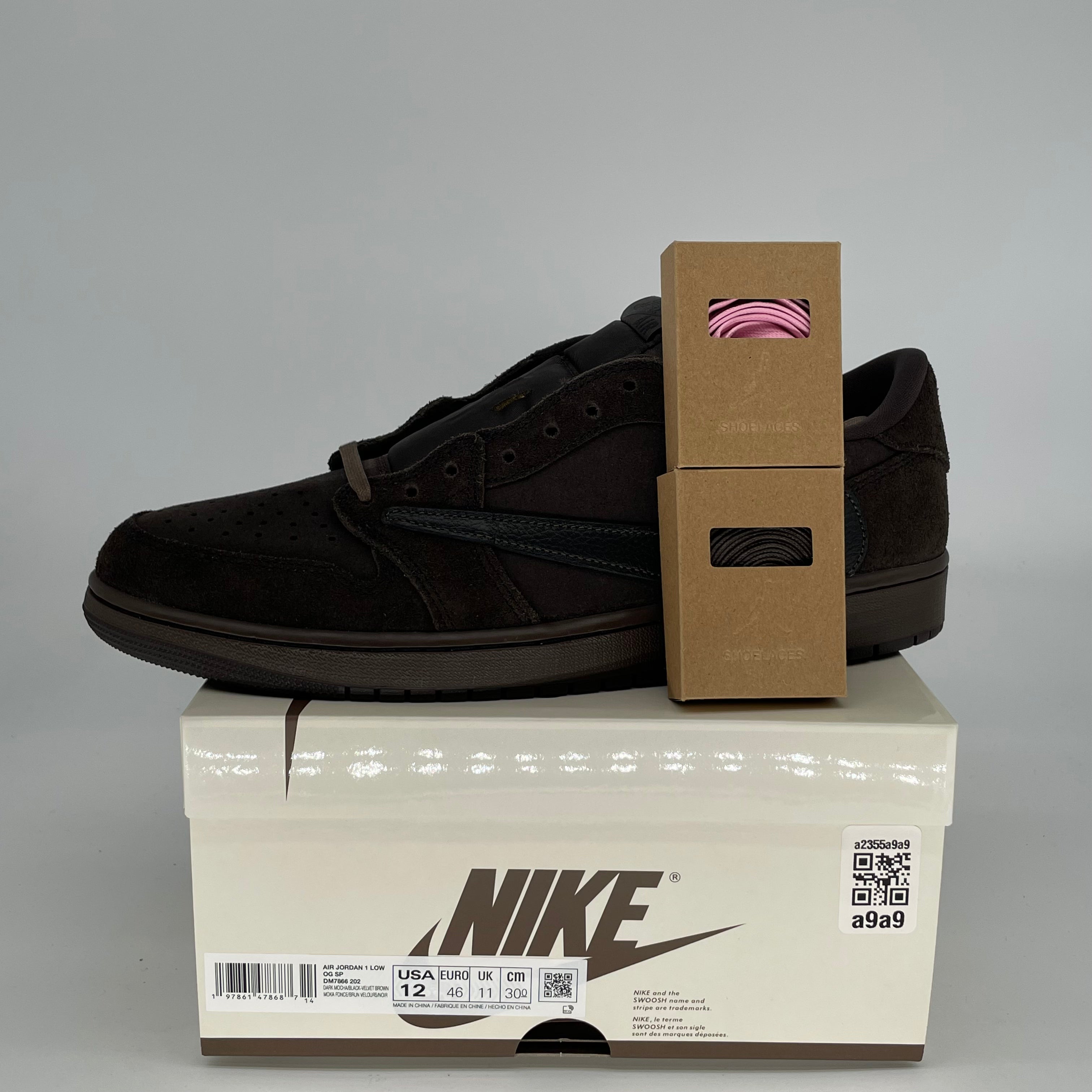 TRAVIS SCOTT X AIR JORDAN 1 LOW VELVET BROWN DM7866-202 SIZE 12/13.5W