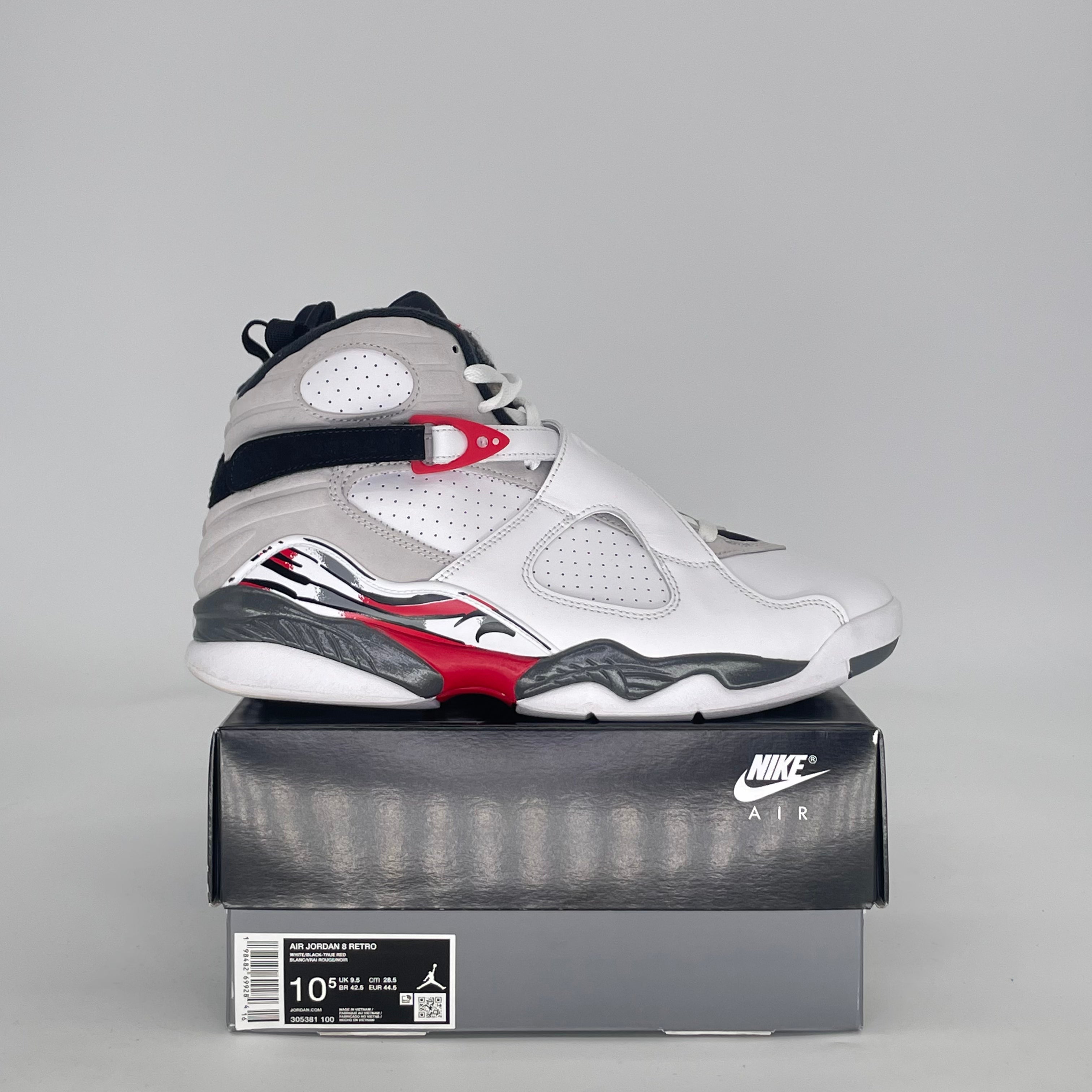 AIR JORDAN 8 WHITE TRUE RED 305381-100 SIZE 10.5/12W