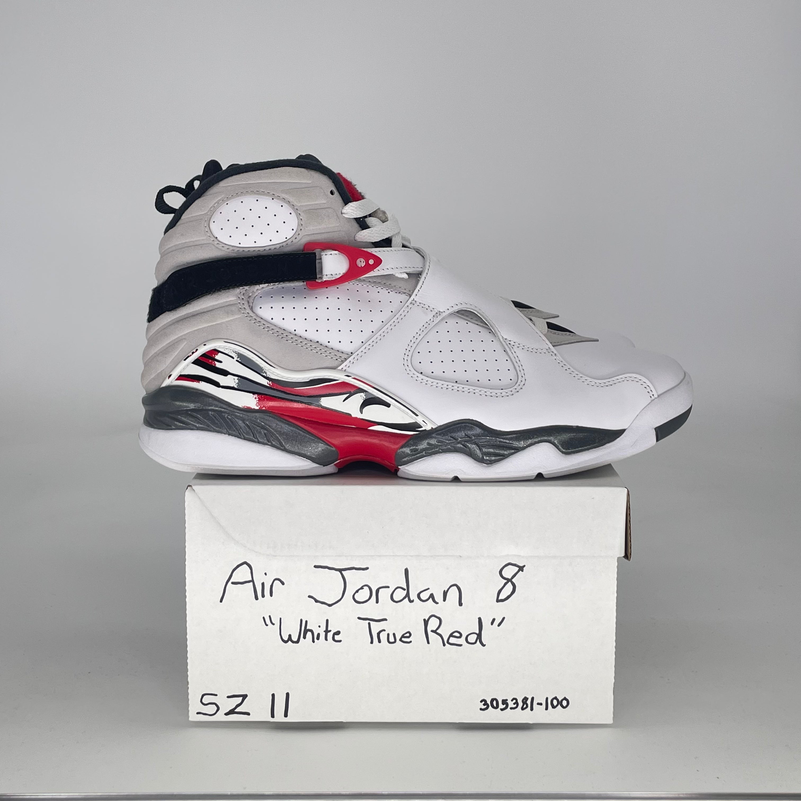 AIR JORDAN 8 WHITE TRUE RED 305381100 SIZE 11/12.5W