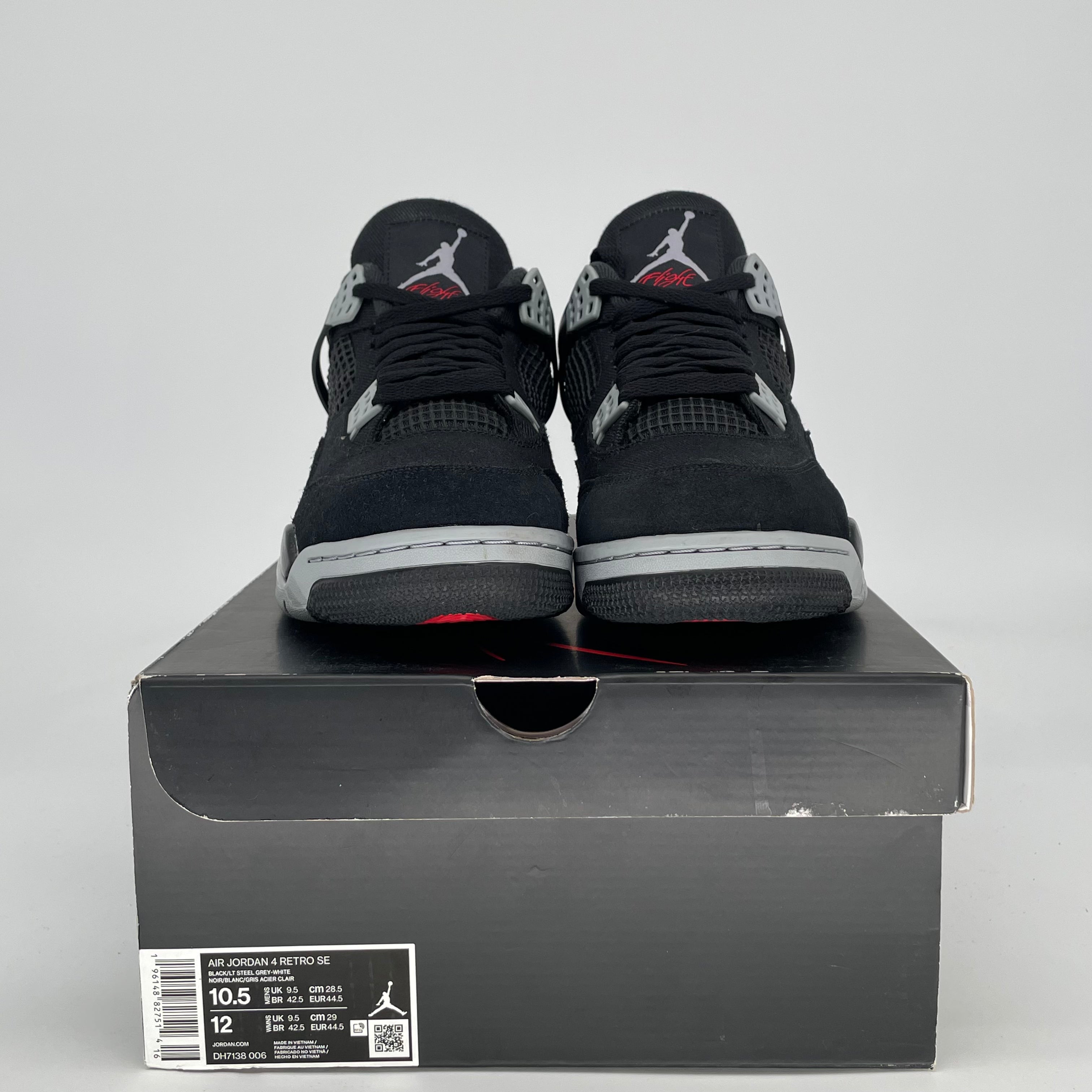 AIR JORDAN 4 BLACK CANVAS DH7138-006 SIZE 10.5/12W
