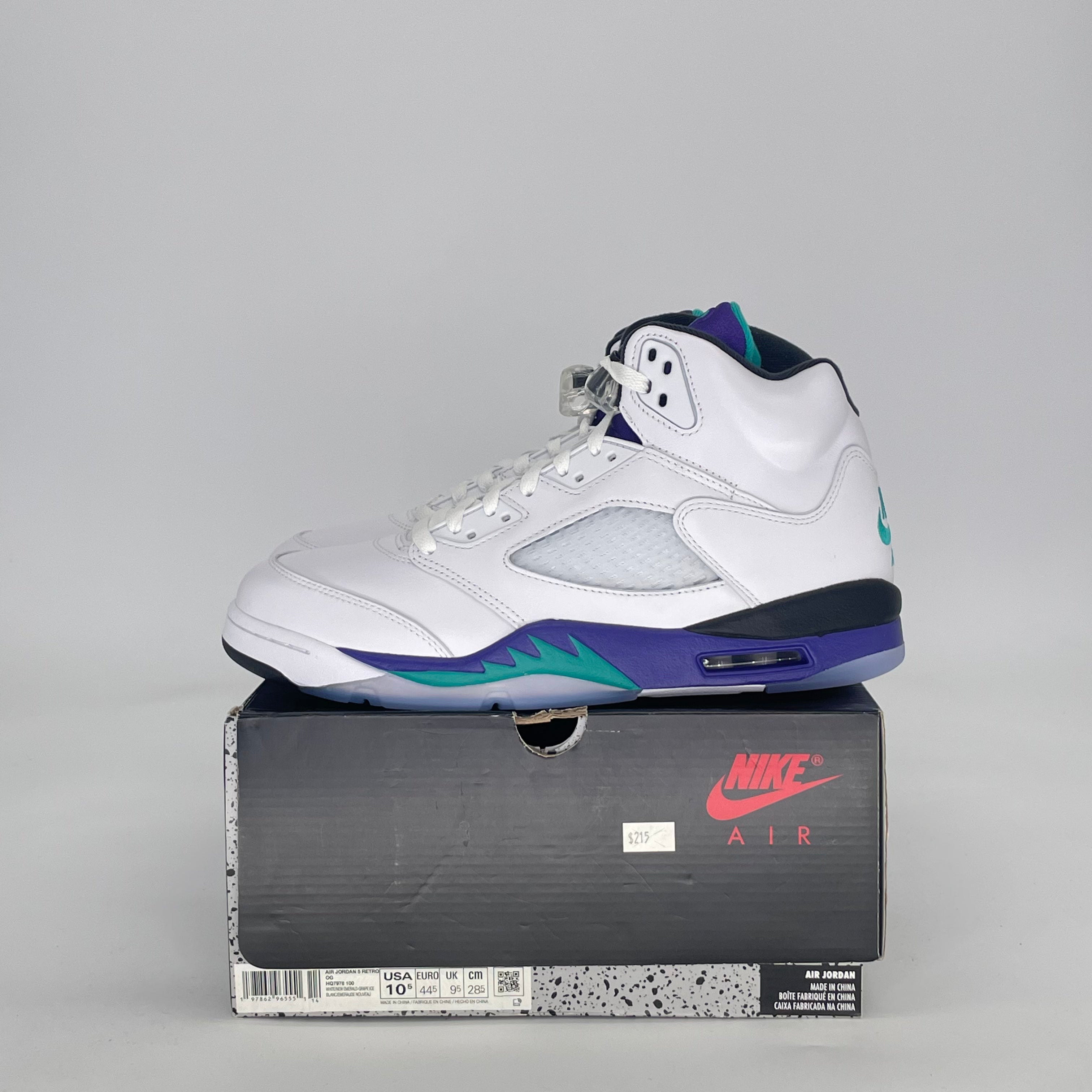 AIR JORDAN 5 GRAPE HQ7978-100 SIZE 10.5/12W