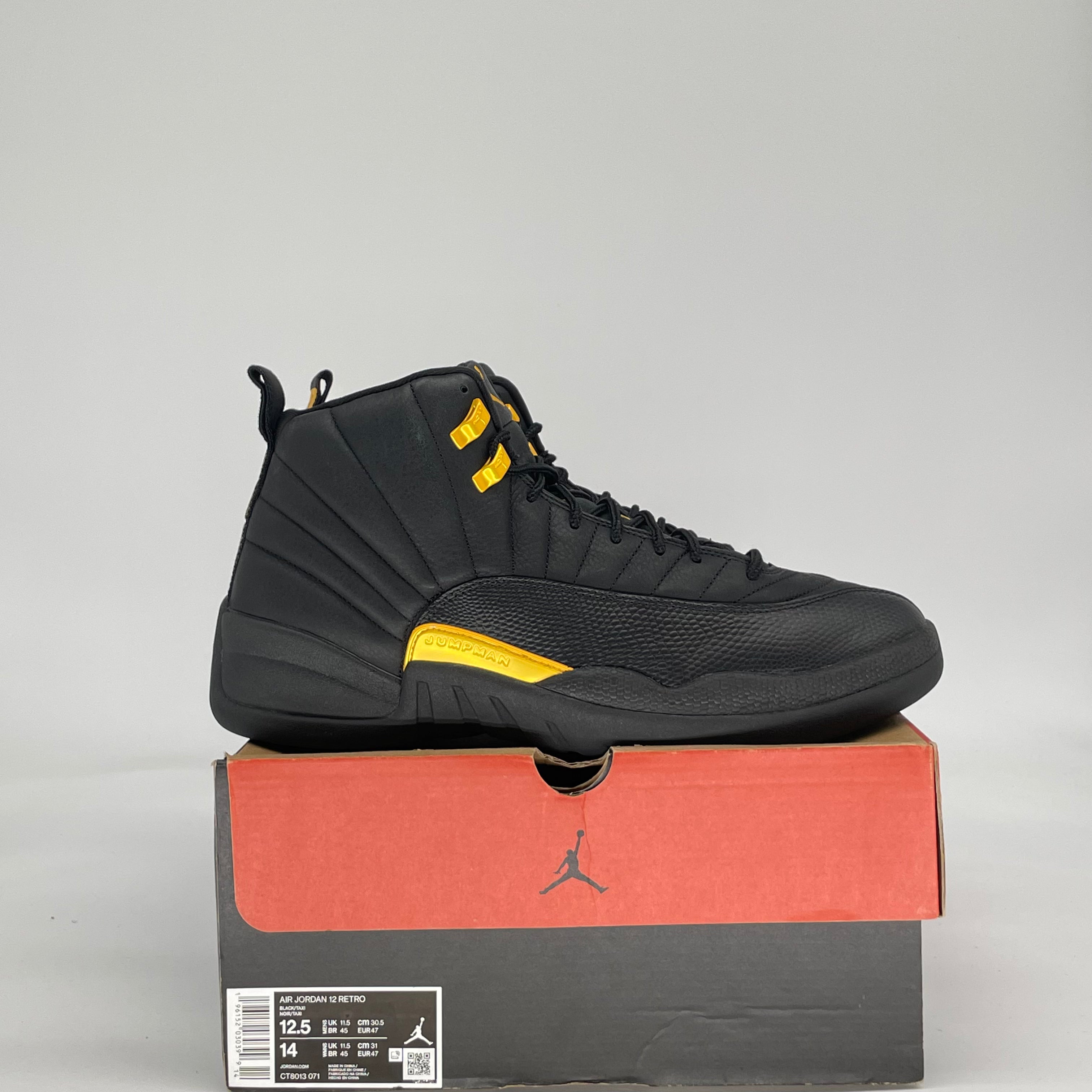 AIR JORDAN 12 BLACK TAXI CT8013-071 SIZE 12.5/14W