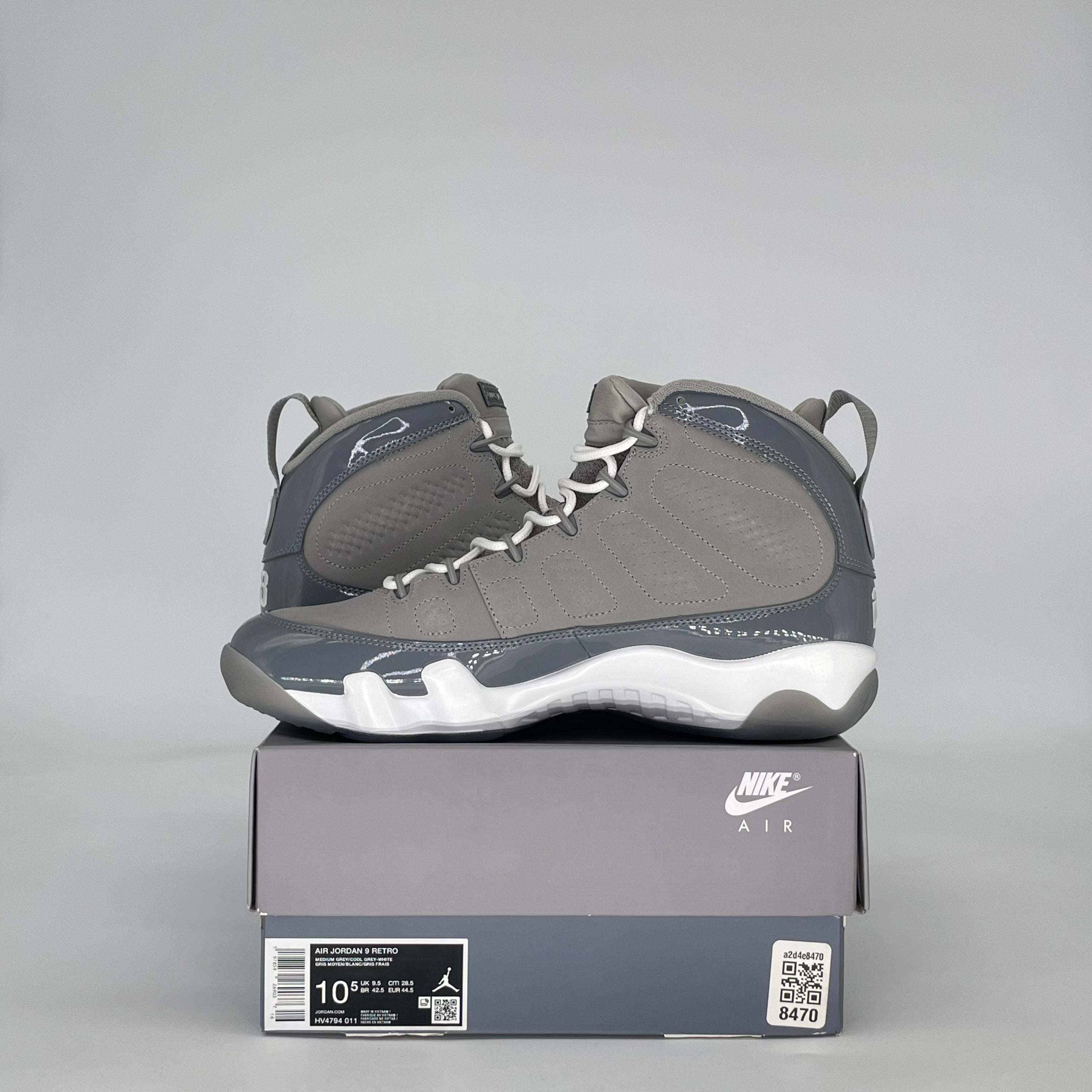 AIR JORDAN 9 COOL GREY HV4794-011 SIZE 10.5/12W