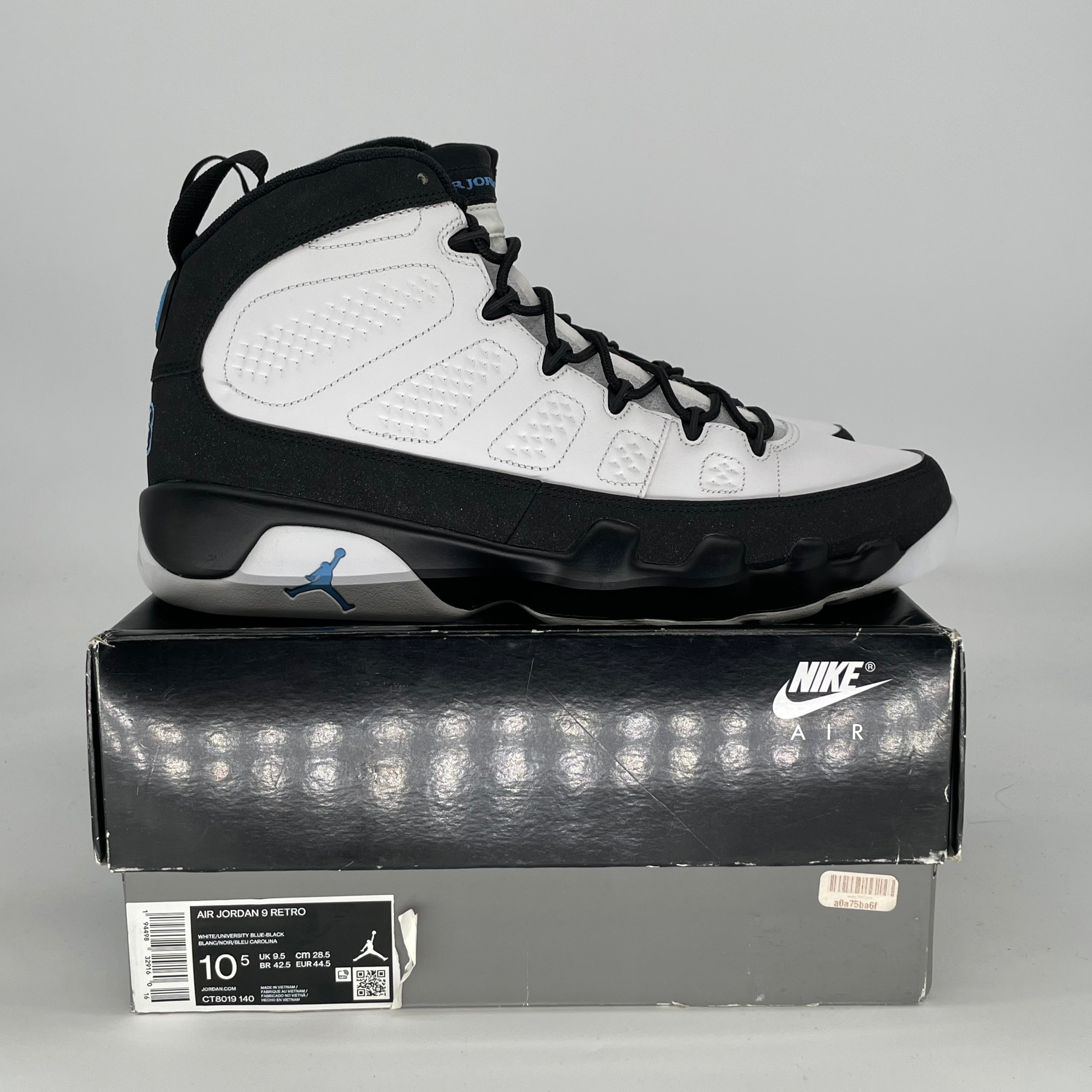 AIR JORDAN 9 UNIVERSITY BLUE CT8019-140 SIZE 10.5/12W