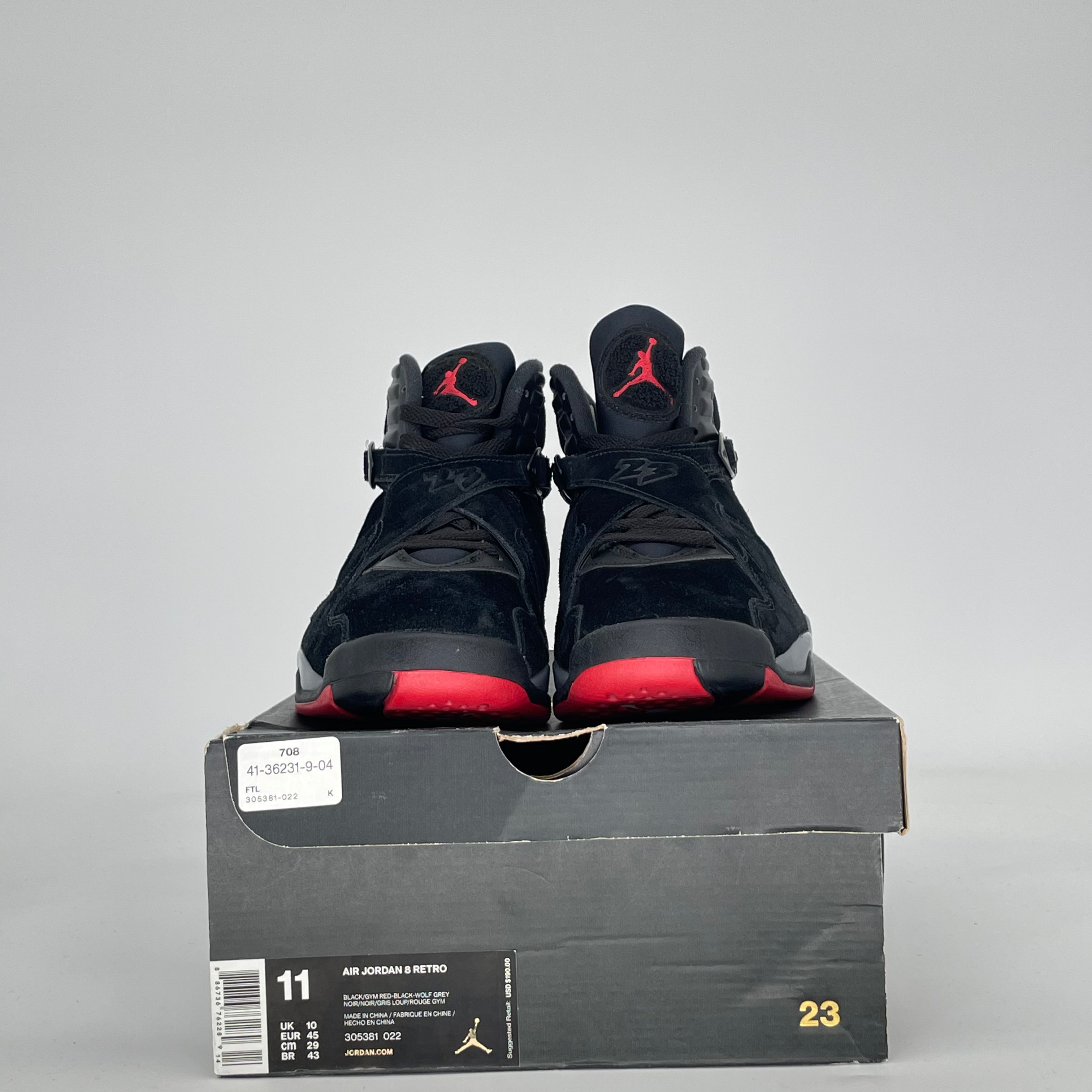 AIR JORDAN 8 BLACK CEMENT 305381-022 SIZE 11/12.5W