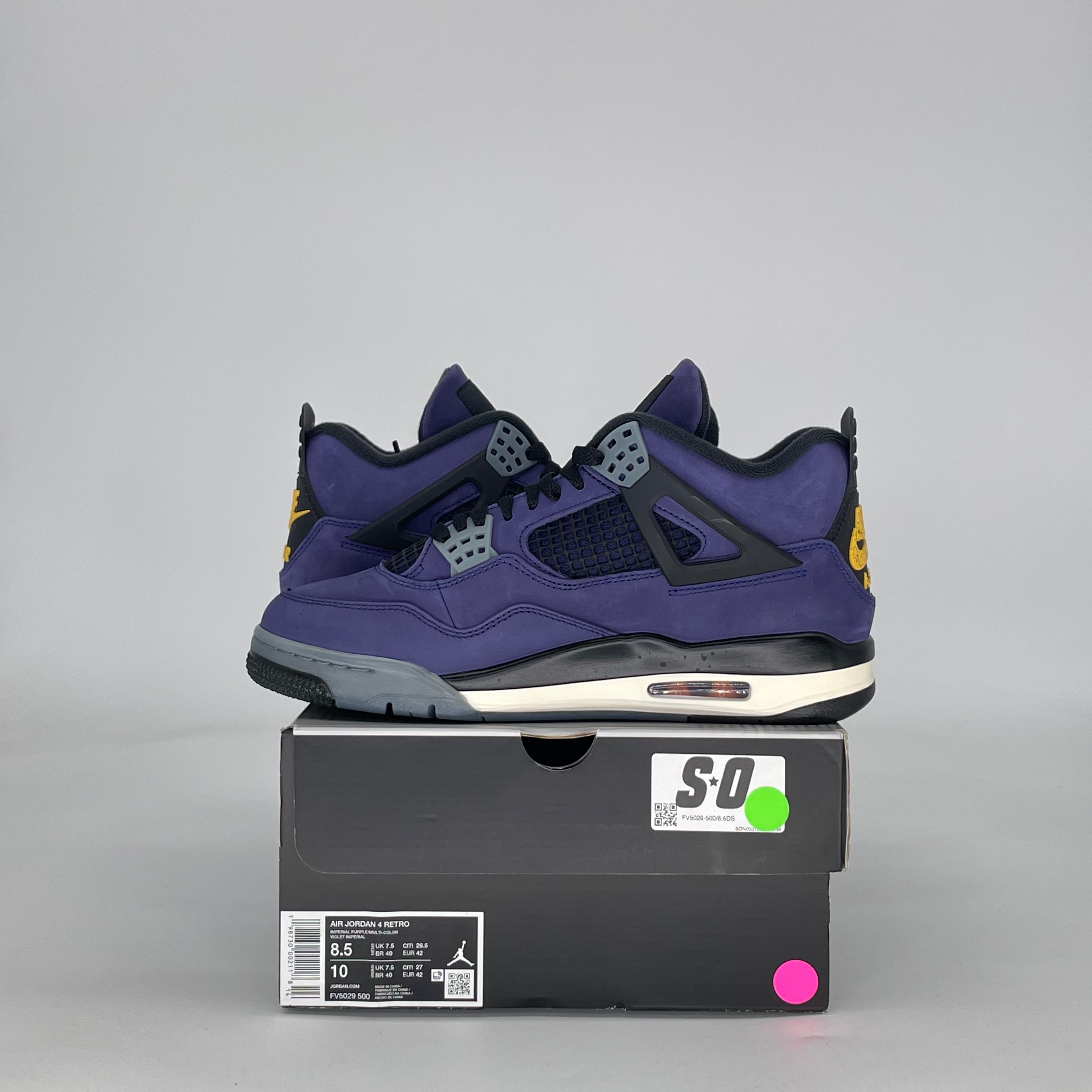 AIR JORDAN 4 LAKERS FV5029-500 SIZE 8.5/10W