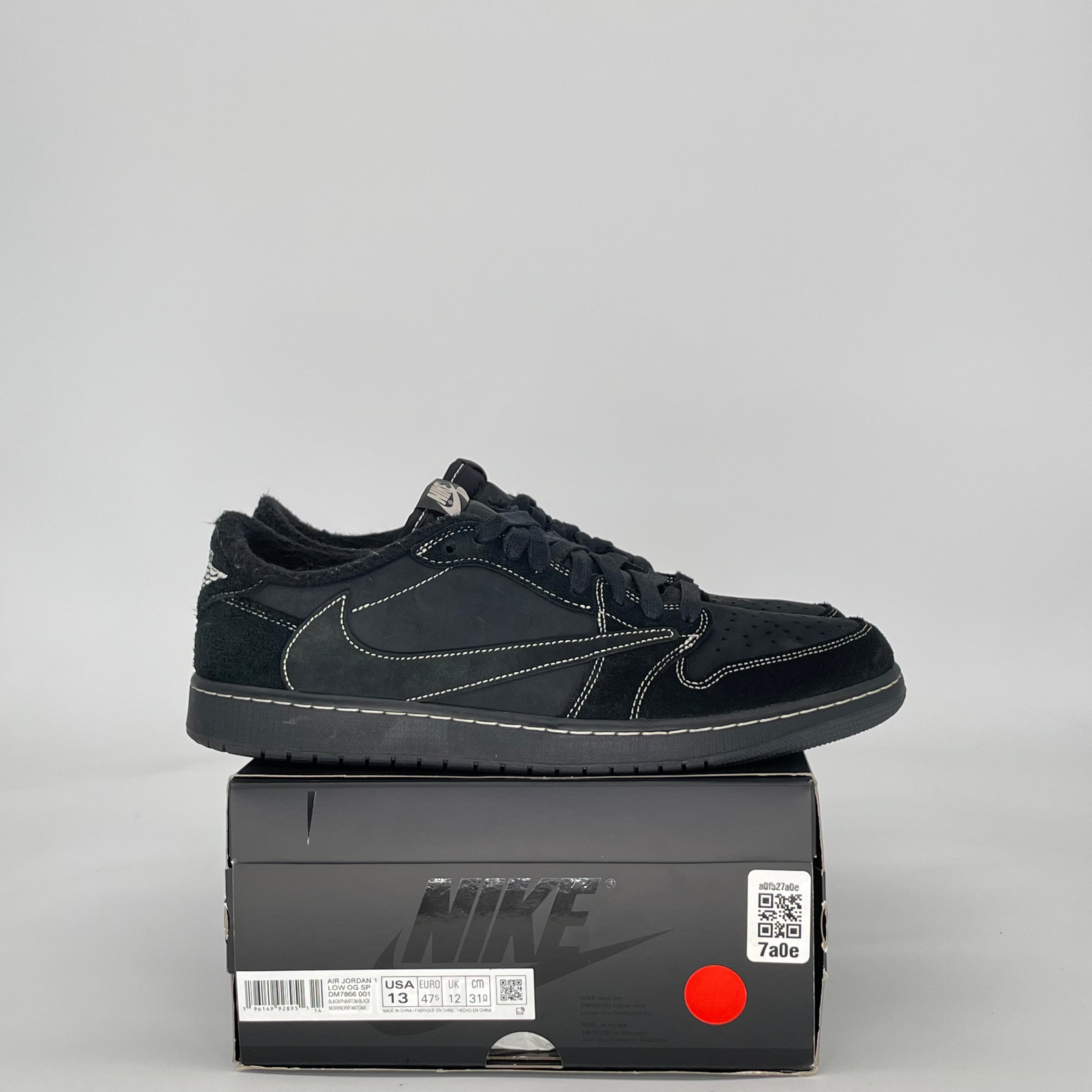 AIR JORDAN 1 LOW TRAVIS SCOTT BLACK PHANTOM DM7866-001 SIZE 13/14.5W