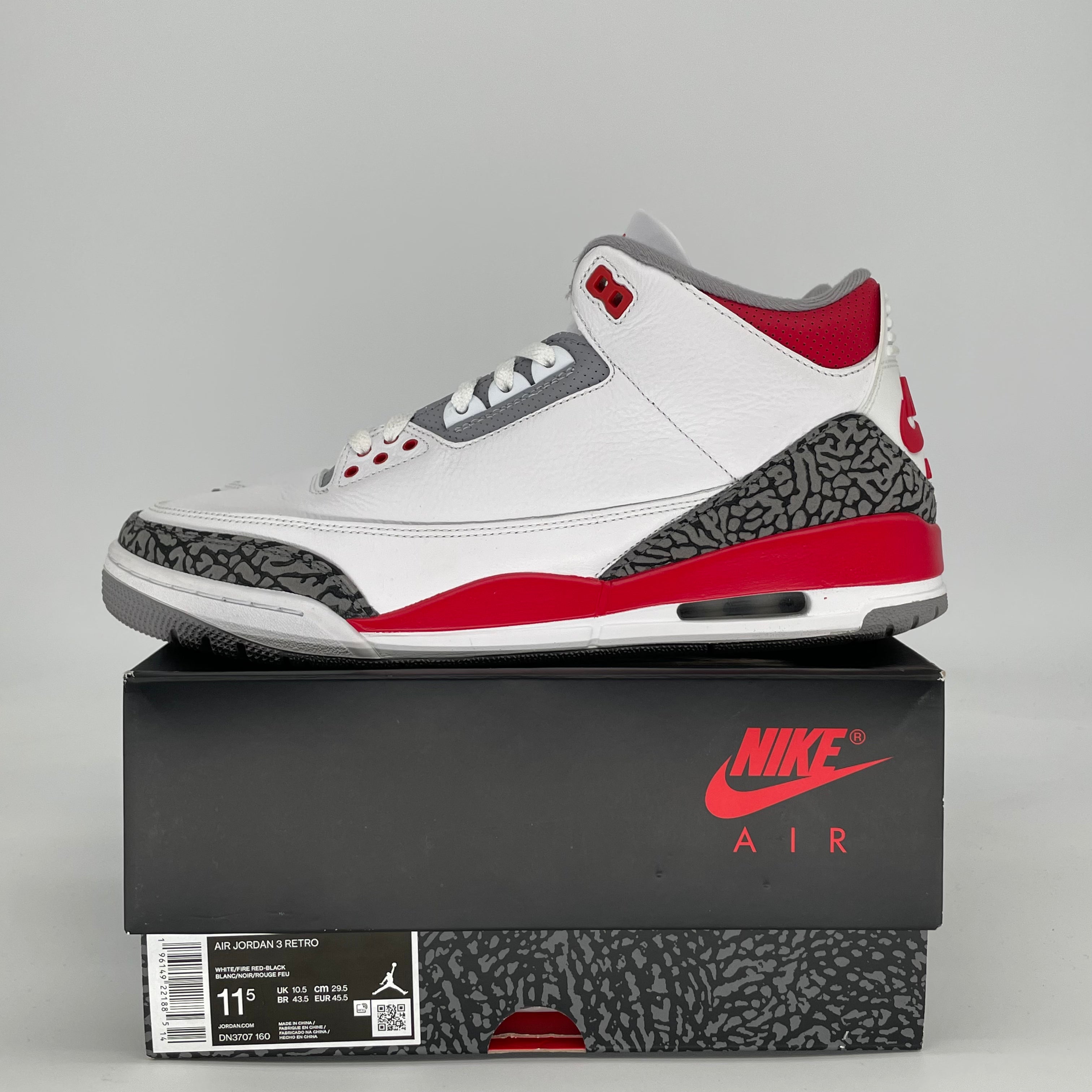AIR JORDAN 3 FIRE RED DN3707-160 SIZE 11.5/13W