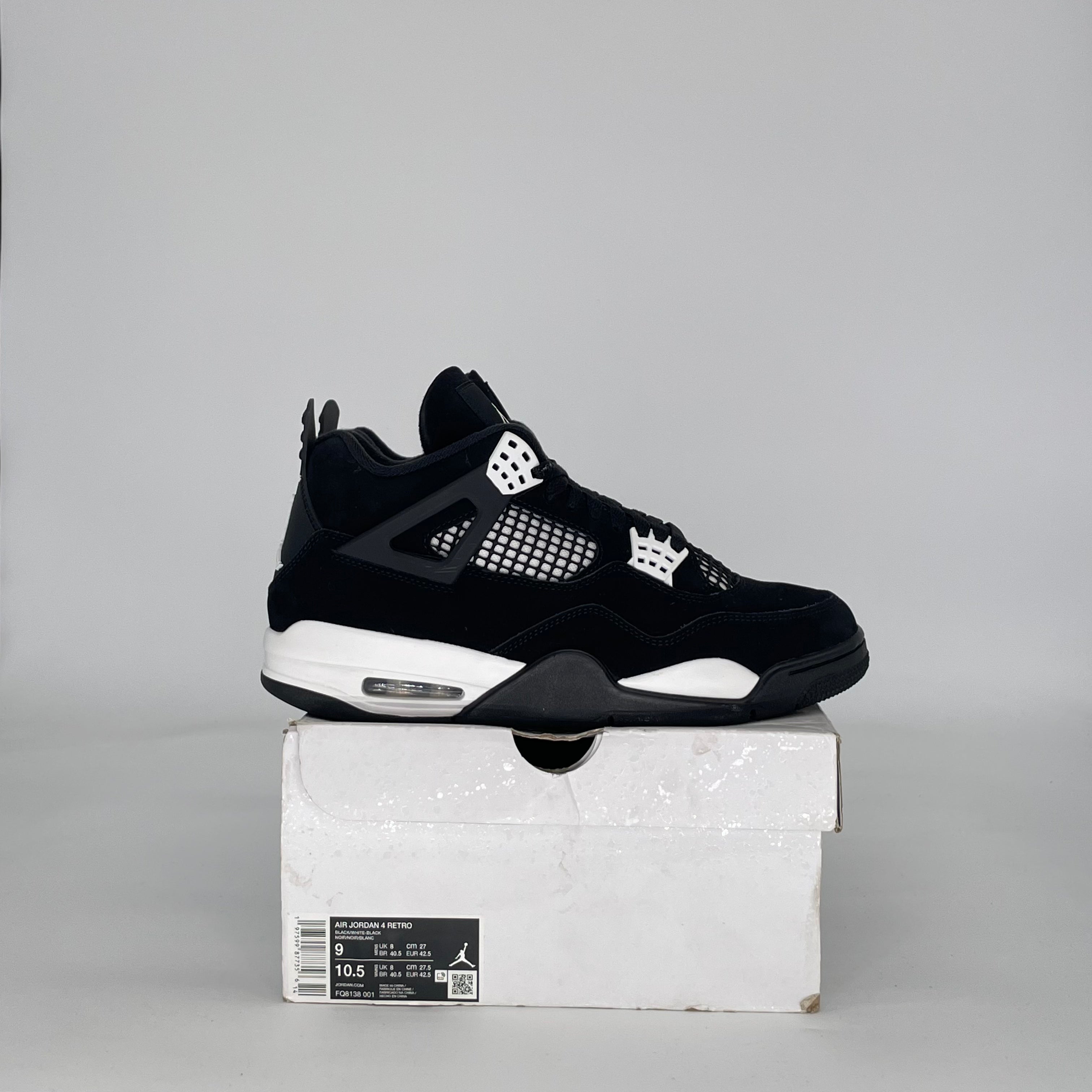 AIR JORDAN 4 WHITE THUNDER FQ8138-001 SIZE 9/10.5W