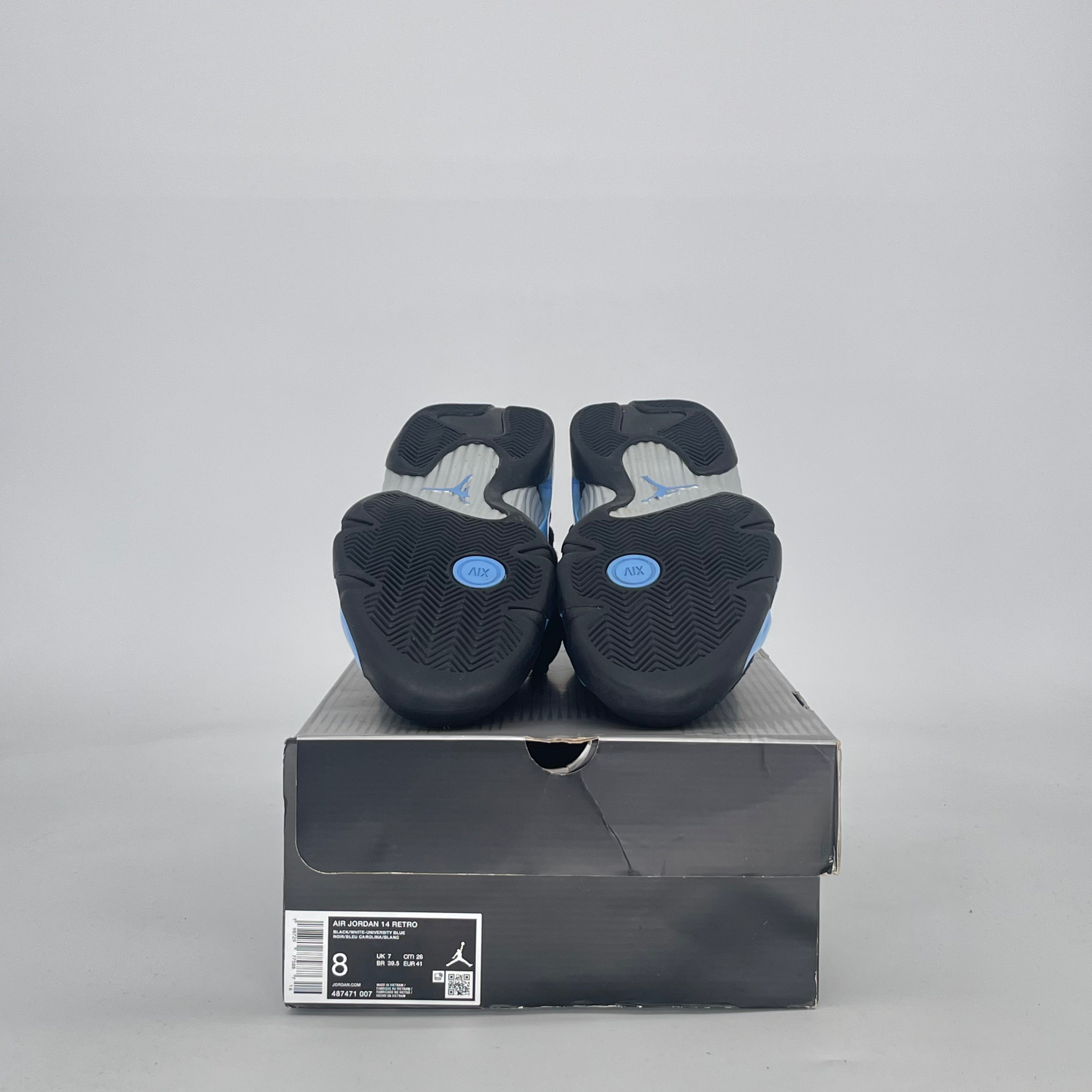 AIR JORDAN 14 BLACK UNIVERSITY BLUE 487471-007 SIZE 8/9.5W