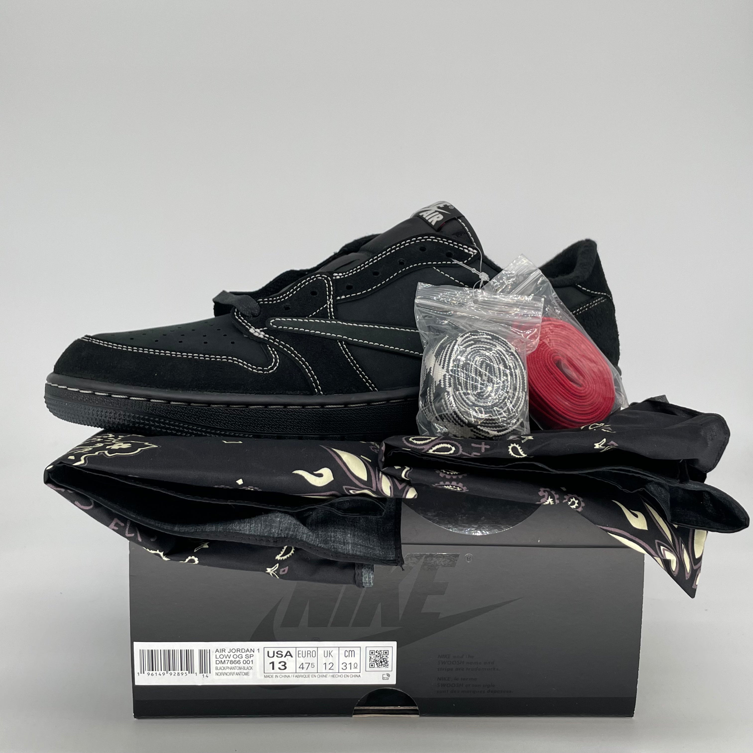 TRAVIS SCOTT X AIR JORDAN 1 LOW BLACK PHANTOM DM7866-001 SIZE 13/14.5W