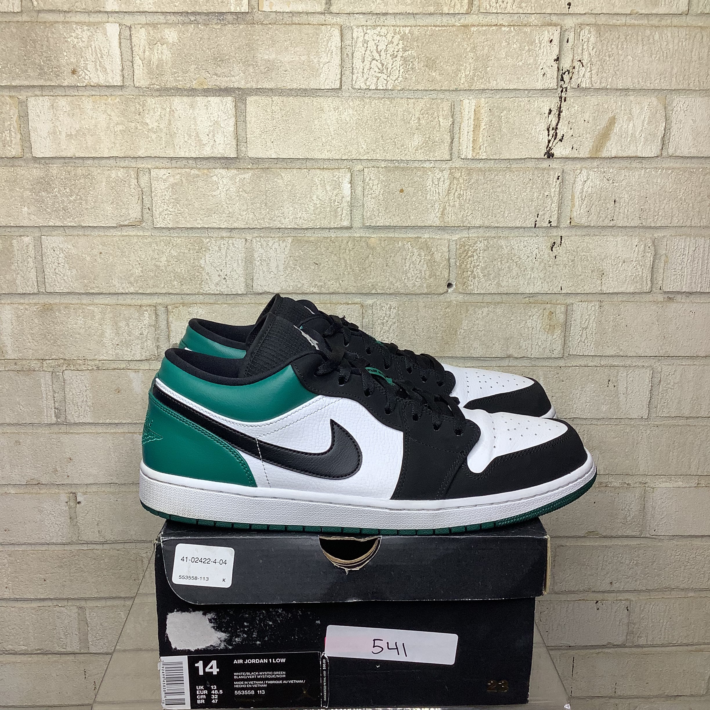 AIR JORDAN 1 LOW WHITE BLACK MYSTIC GREEN SIZE 14/15.5W 553558-113