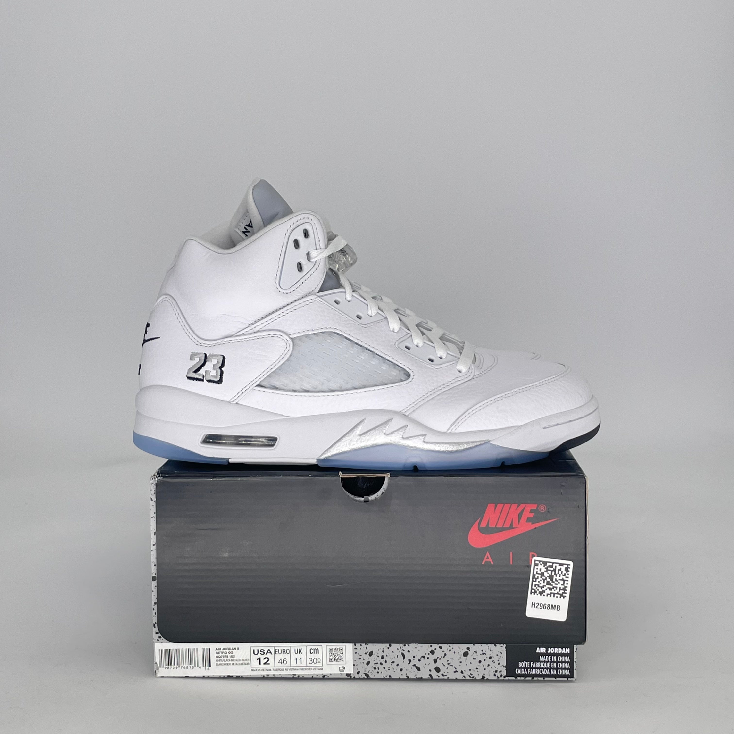 AIR JORDAN 5 WHITE METALLIC HQ7978-103 SIZE 12/13.5W