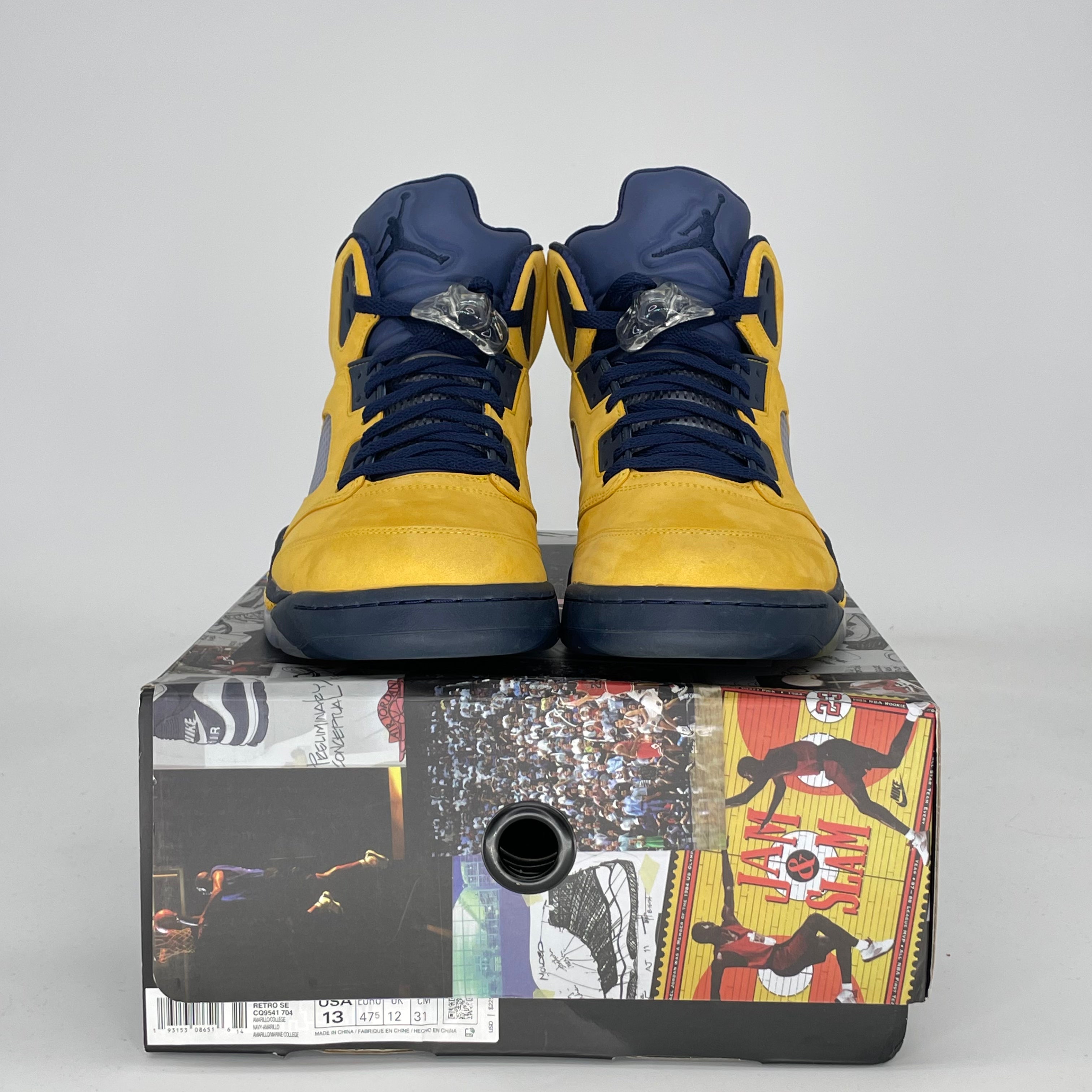 Jordan Retro 5 “Michigan” Yellow and Blue High-Top Sneakers Air Jordan 5 Michigan PE 2017 US14/EUR48.5 Deadstock  main image 4