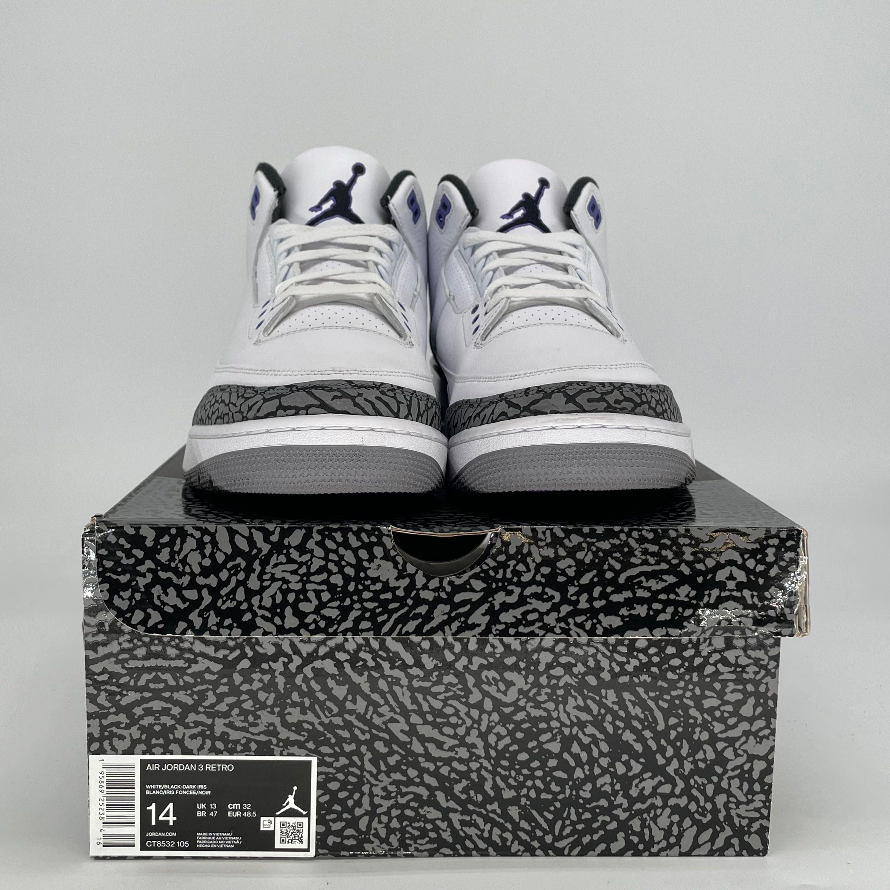 AIR JORDAN 3 DARK IRIS CT8532-105 SIZE 14/15.5W