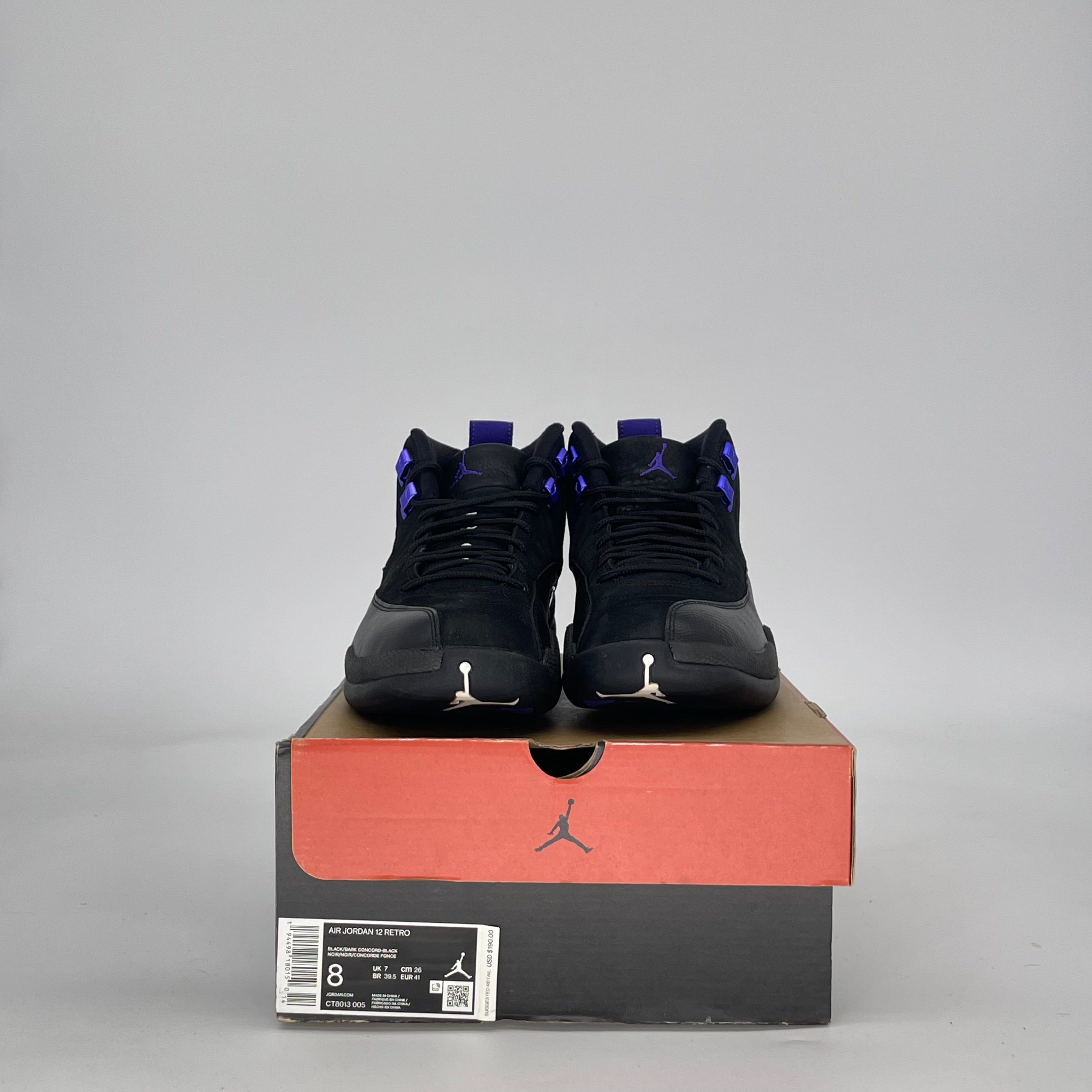 AIR JORDAN 12 BLACK DARK CONCORD CT8013-005 SIZE 8/9.5W