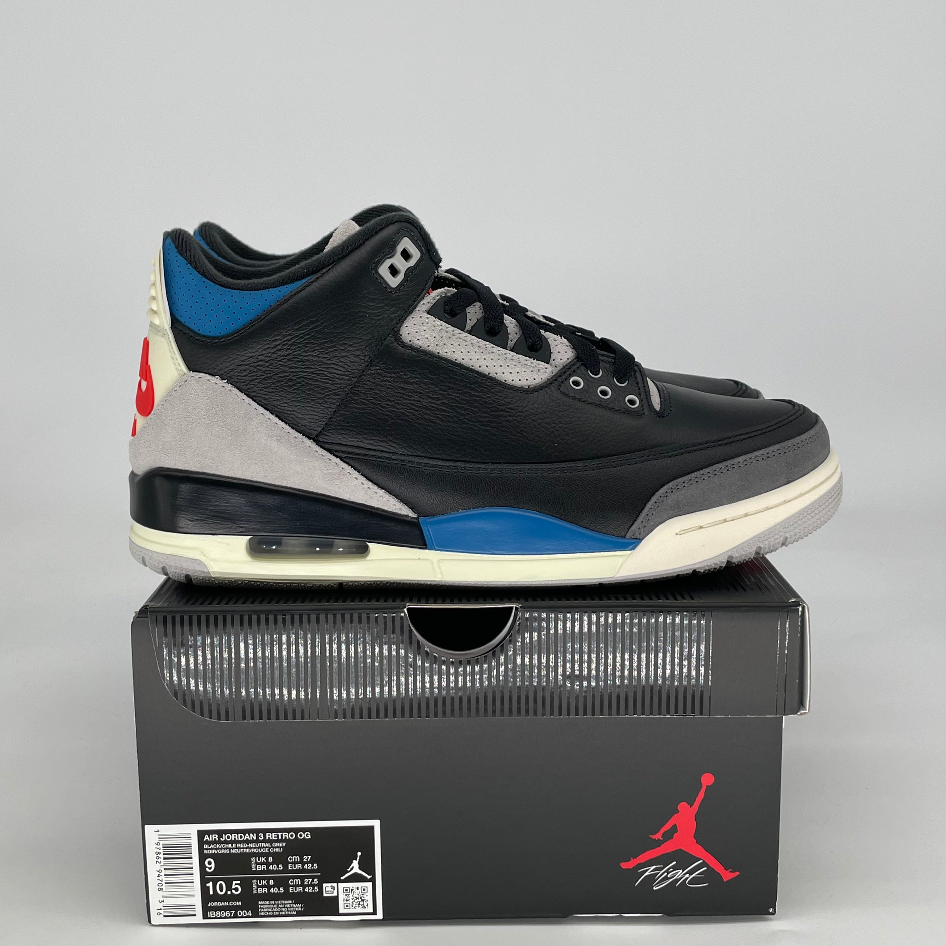 AIR JORDAN 3 RARE AIR IB8967-004 SIZE 9/10.5W