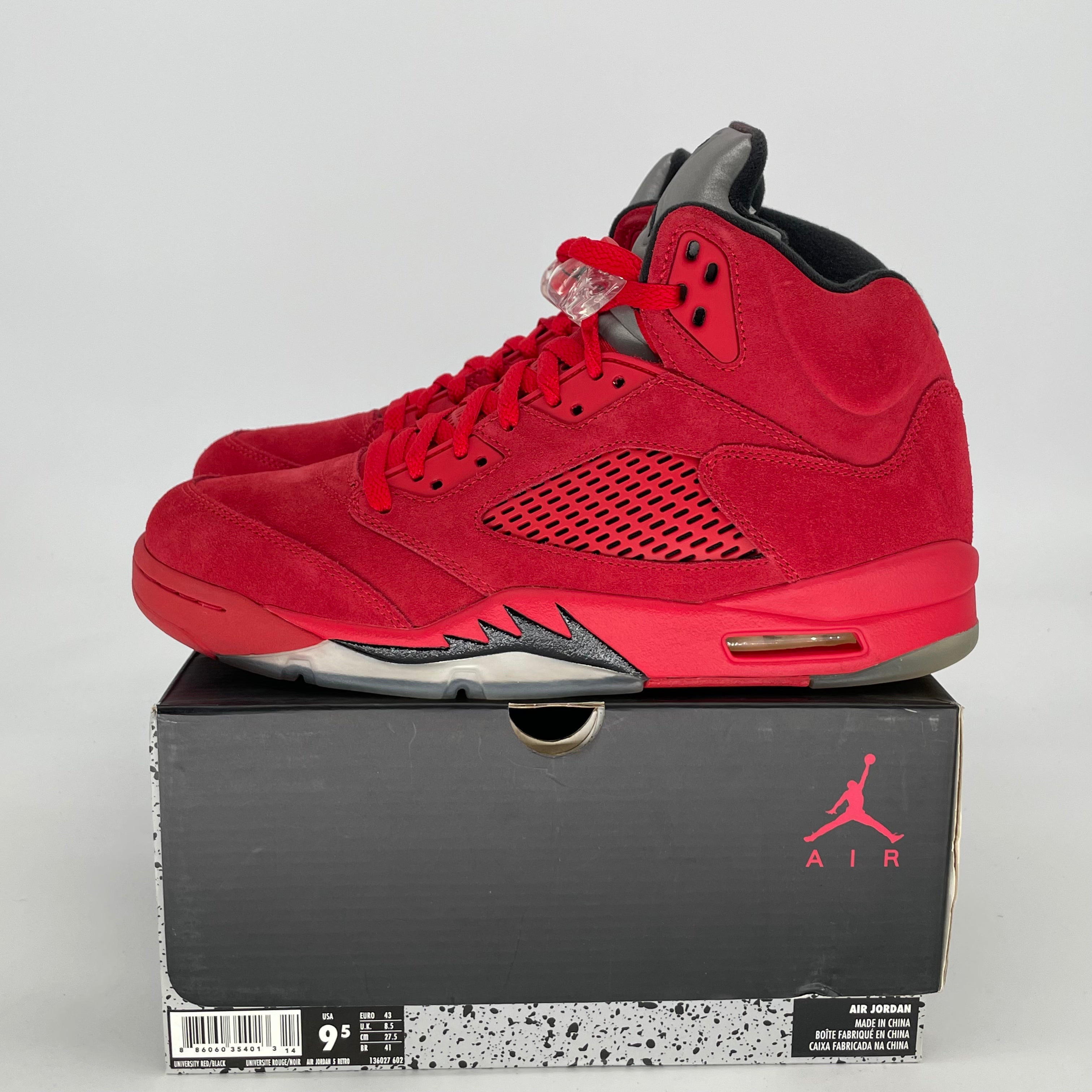 AIR JORDAN 5 RED SUEDE 136027-602 SIZE 9.5/11W