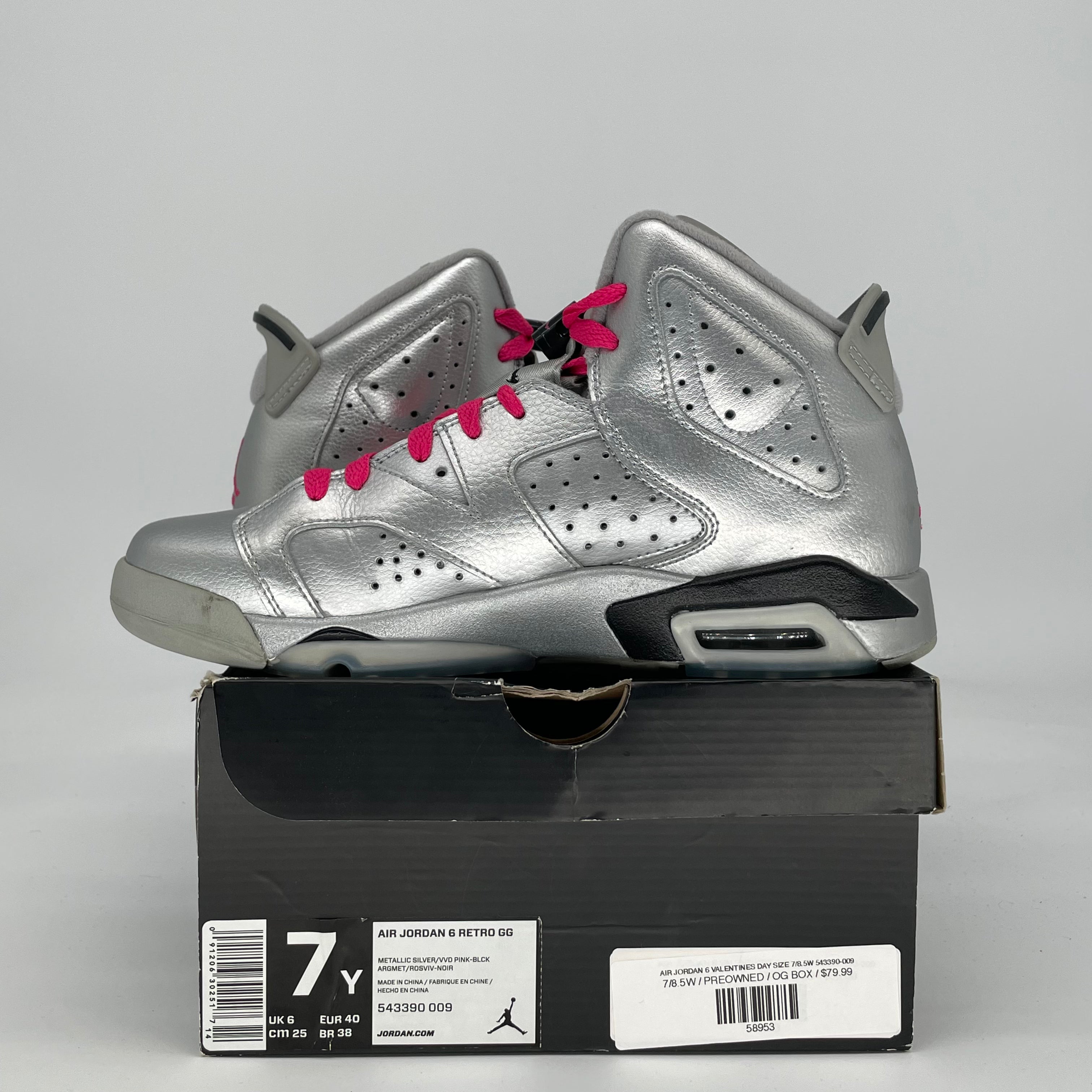 AIR JORDAN 6 VALENTINES DAY SIZE 7/8.5W 543390-009