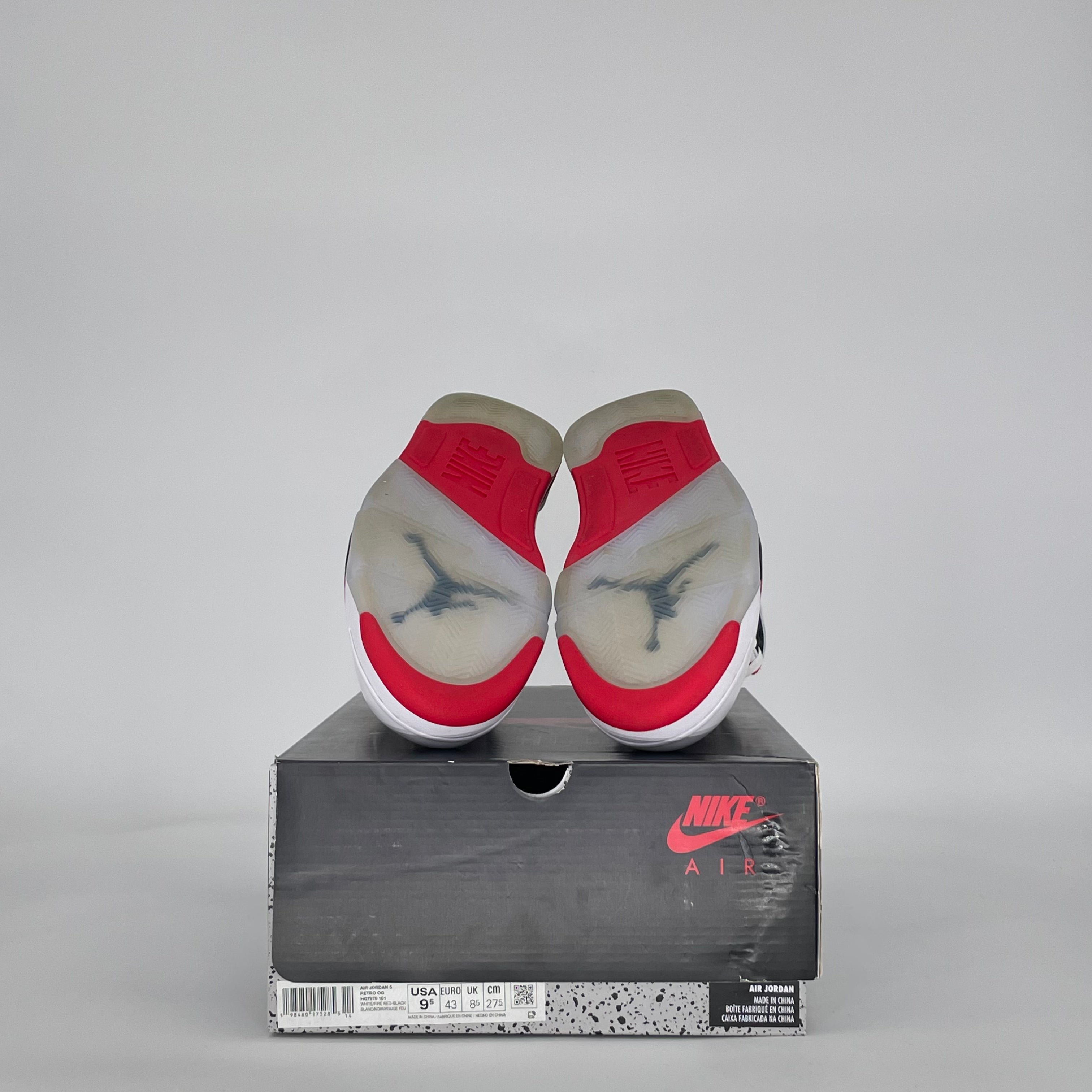 AIR JORDAN 5 FIRE RED BLACK TONGUE HQ7978-101 SIZE 9.5/11W