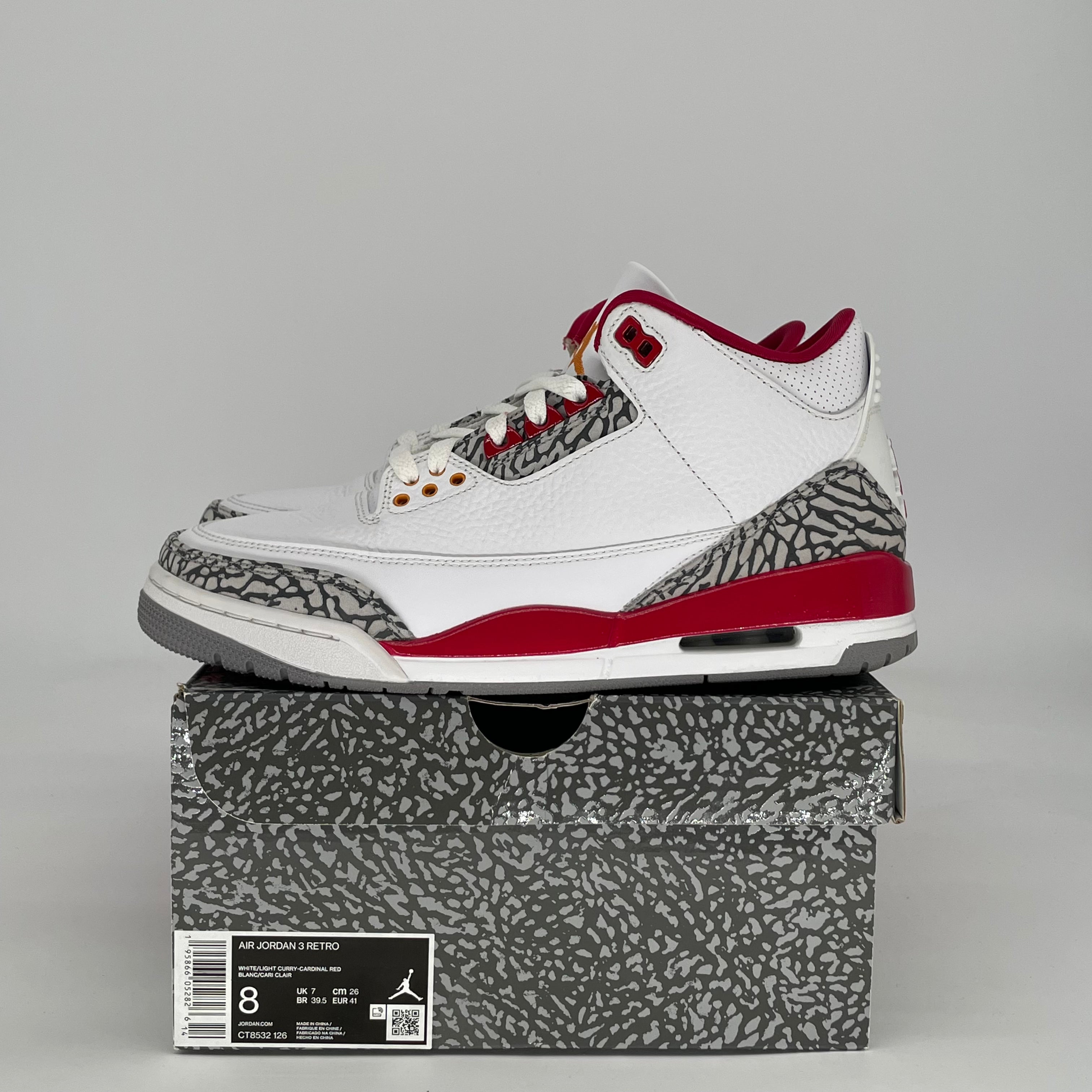 AIR JORDAN 3 CARDINAL RED CT8532-126 SIZE 8/9.5W