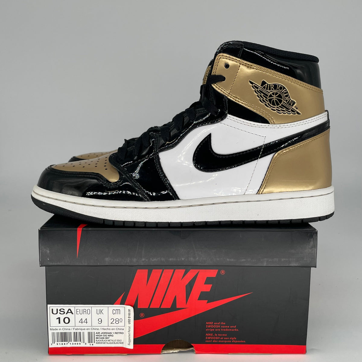 Jordan 1 Retro High NRG Patent Gold Toe