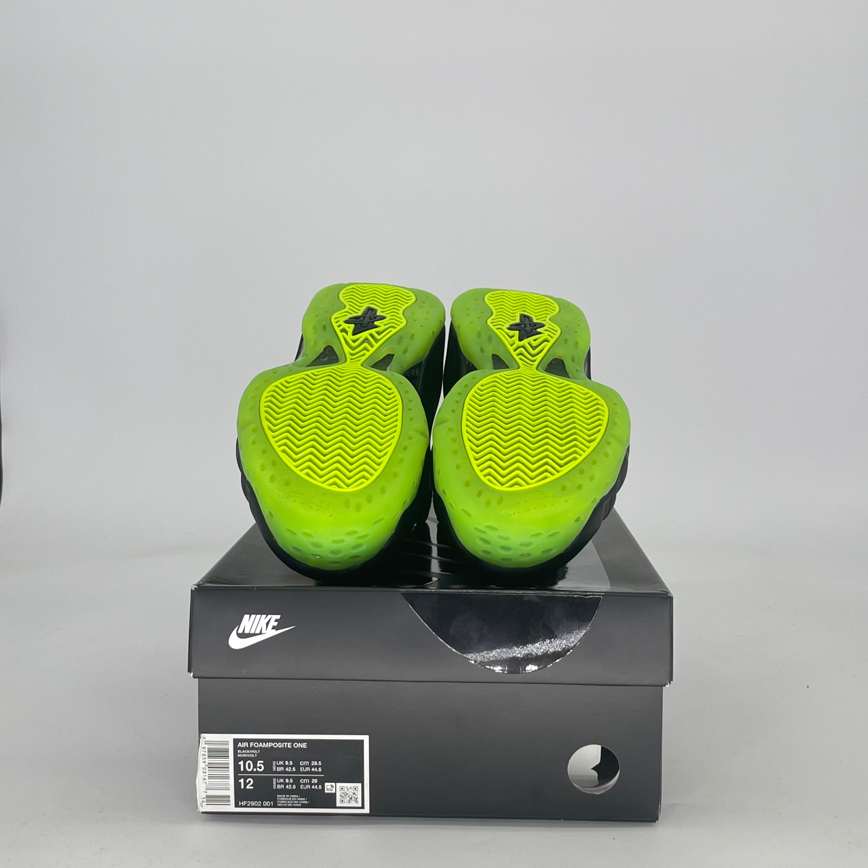 NIKE AIR FOAMPOSITE ONE BLACK VOLT HF2902-001  SIZE 10.5/12W