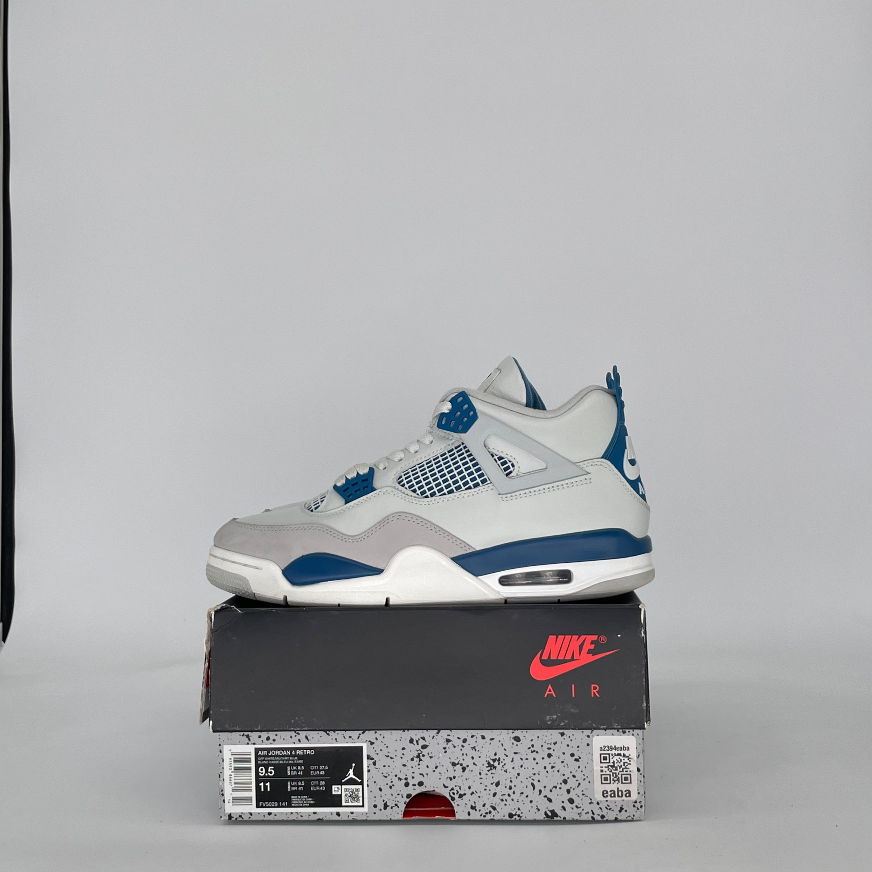 AIR JORDAN 4 MILITARY BLUE FV5029-141 SIZE 9.5/11W