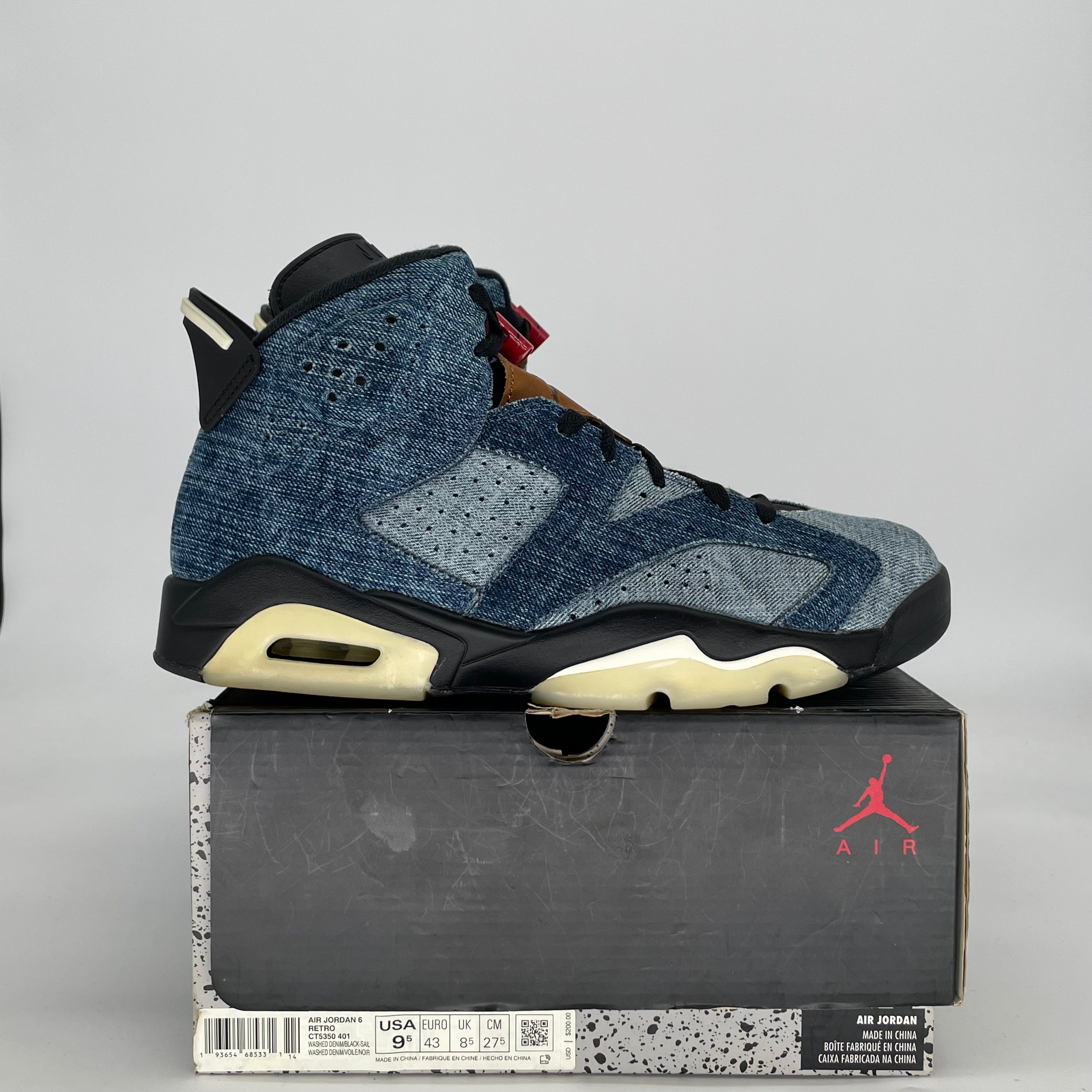 AIR JORDAN 6 WASHED DENIM CT5350-401 SIZE 9.5/11W