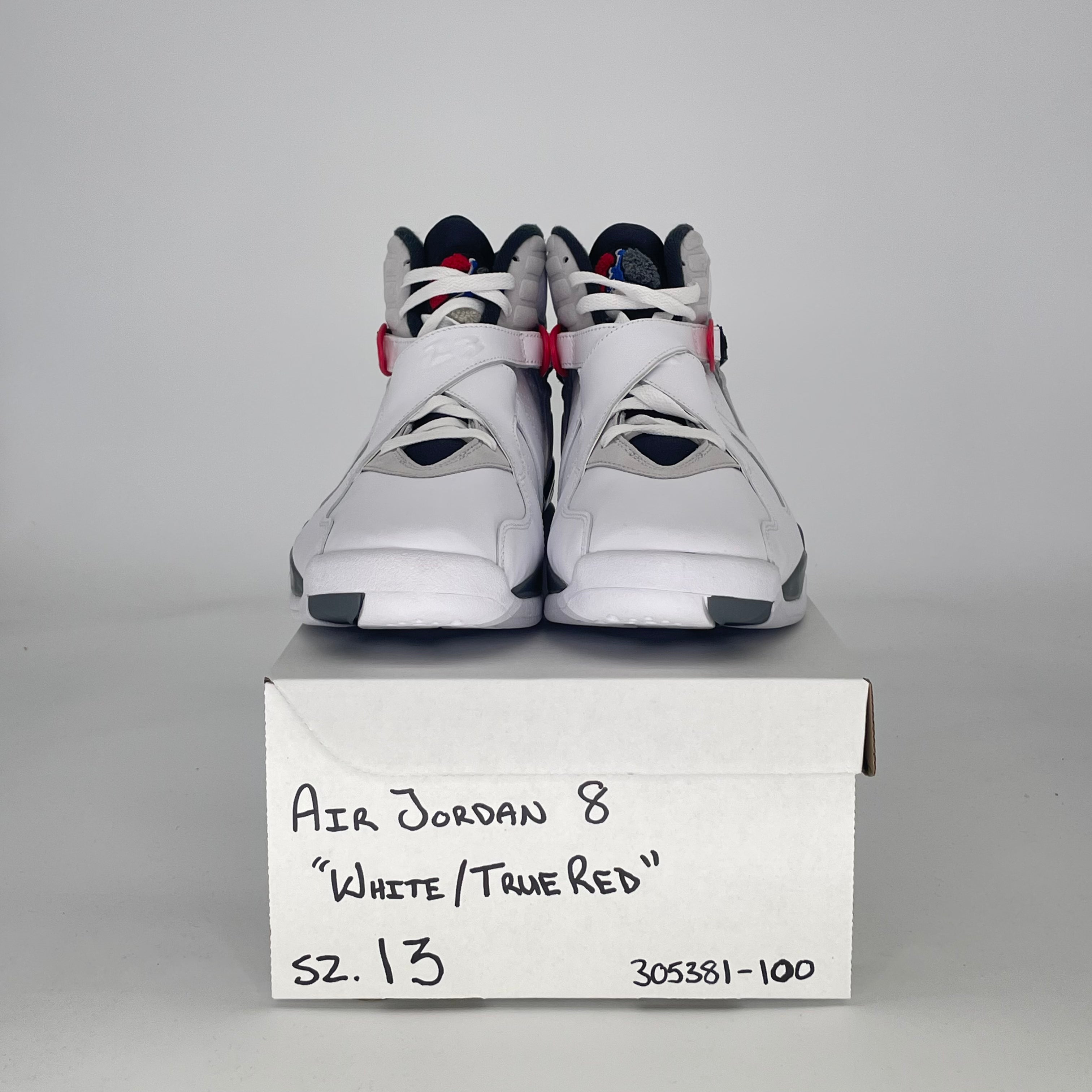AIR JORDAN 8 WHITE TRUE RED 305381-100 SIZE 13/14.5W