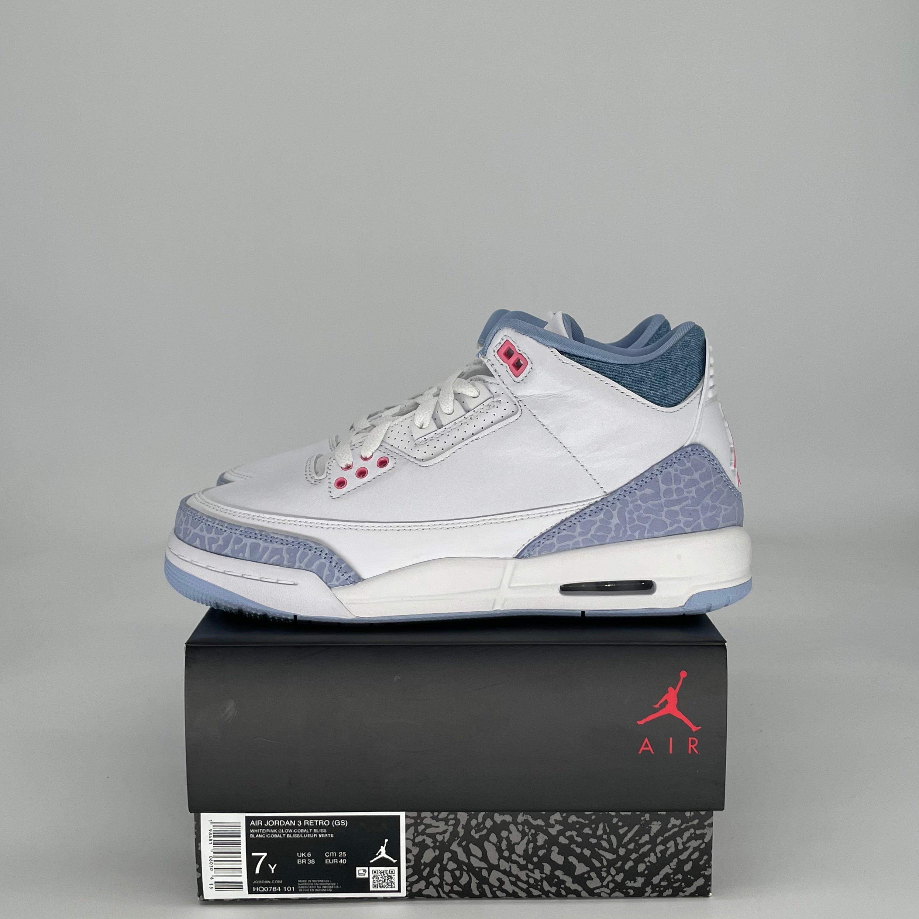 AIR JORDAN 3 WHITE COBALT BLISS HQ0784-101 SIZE 7/8.5W