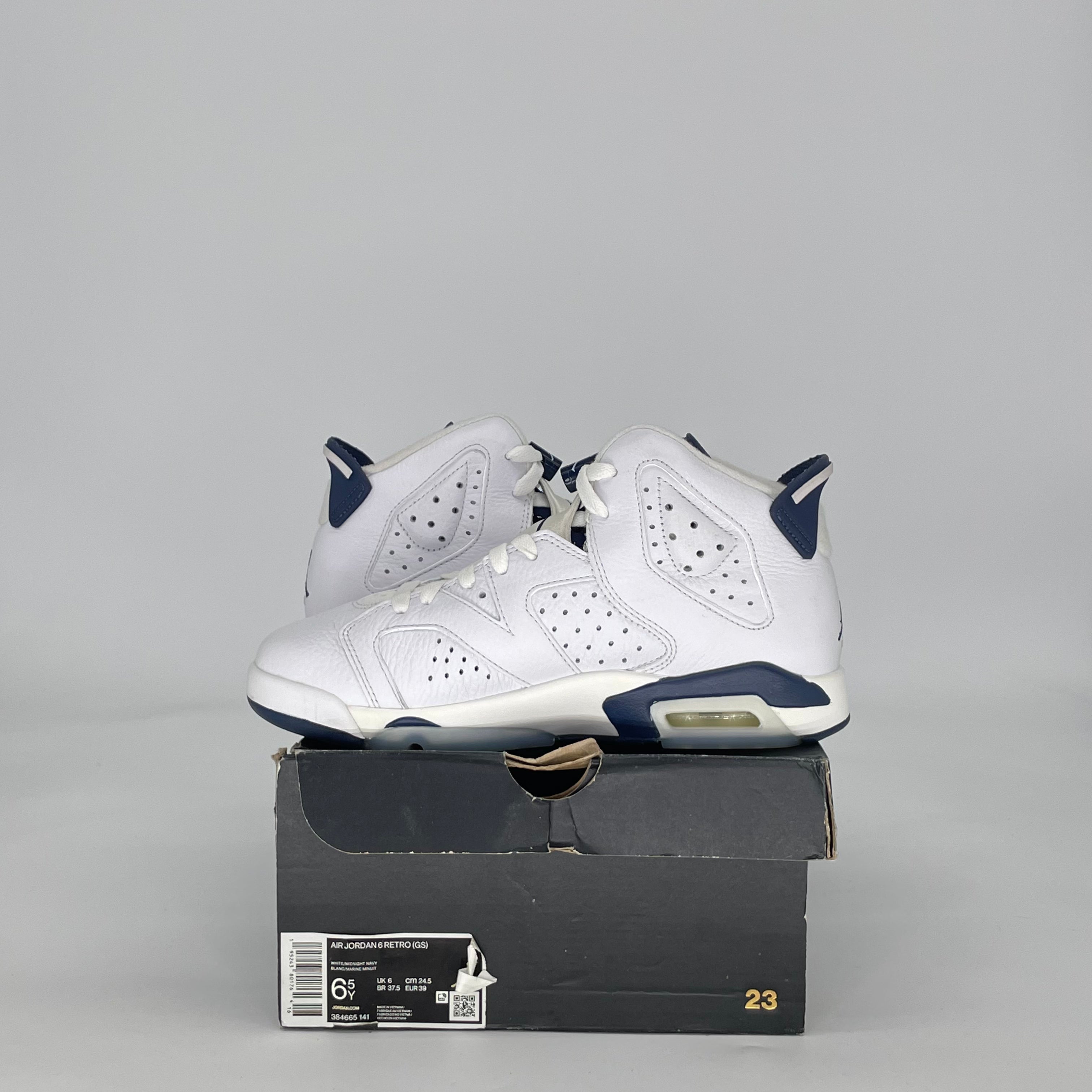 AIR JORDAN 6 MIDNIGHT NAVY (2022) 384665-141 SIZE 6.5/8W GS