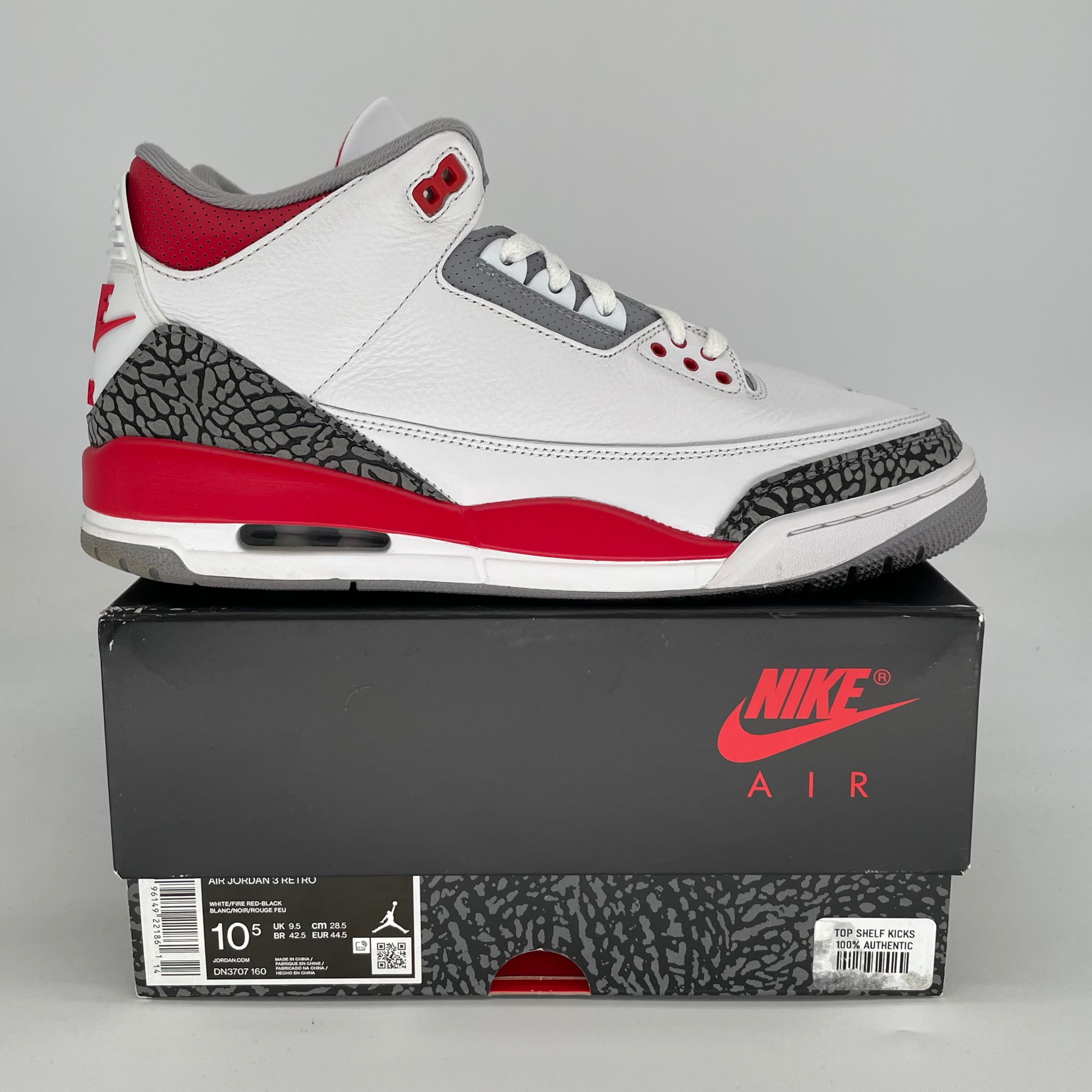 AIR JORDAN 3 FIRE RED DN3707-160 SIZE 10.5/12W