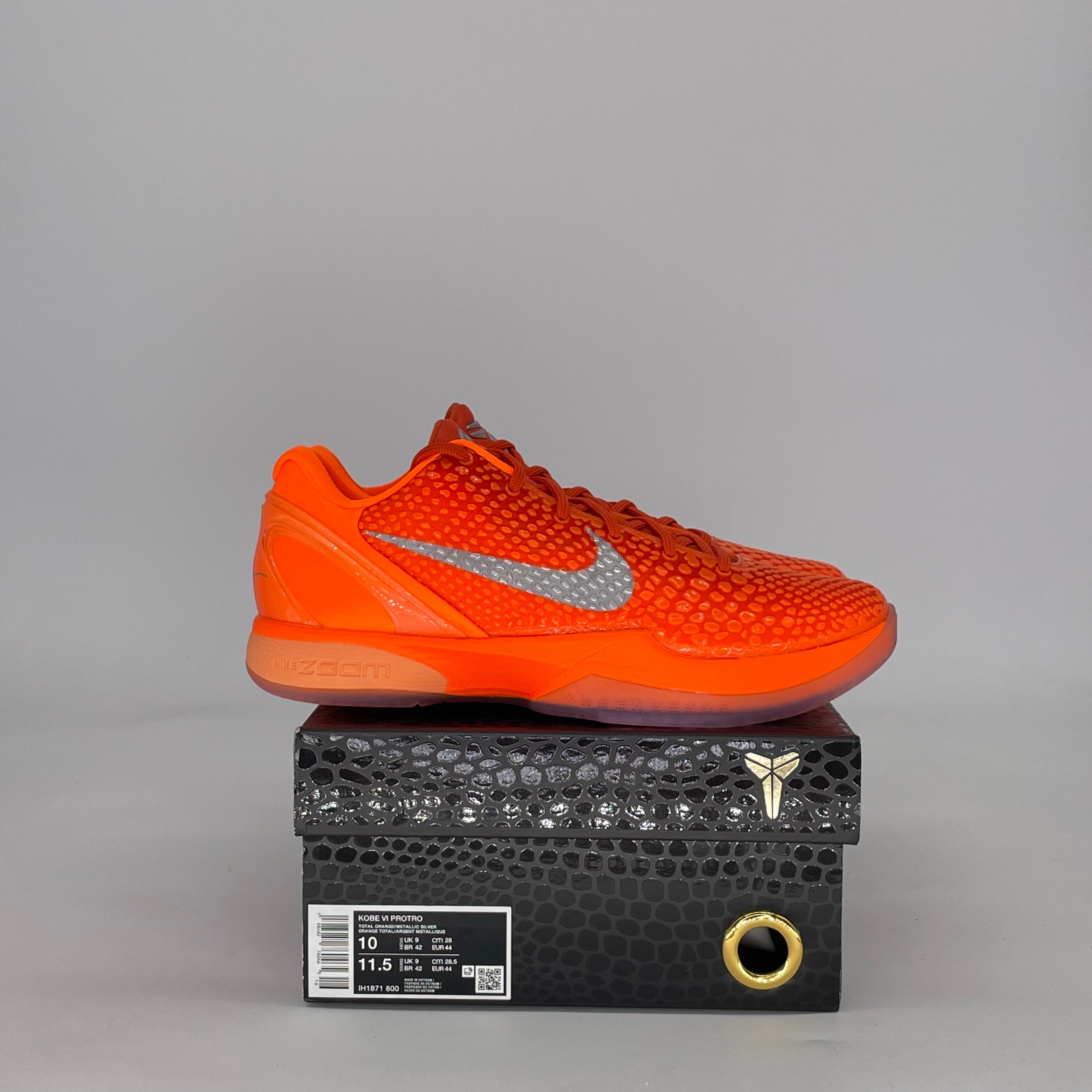 NIKE KOBE 6 PROTRO TOTAL ORANGE IH1871-800 SIZE 10/11.5W