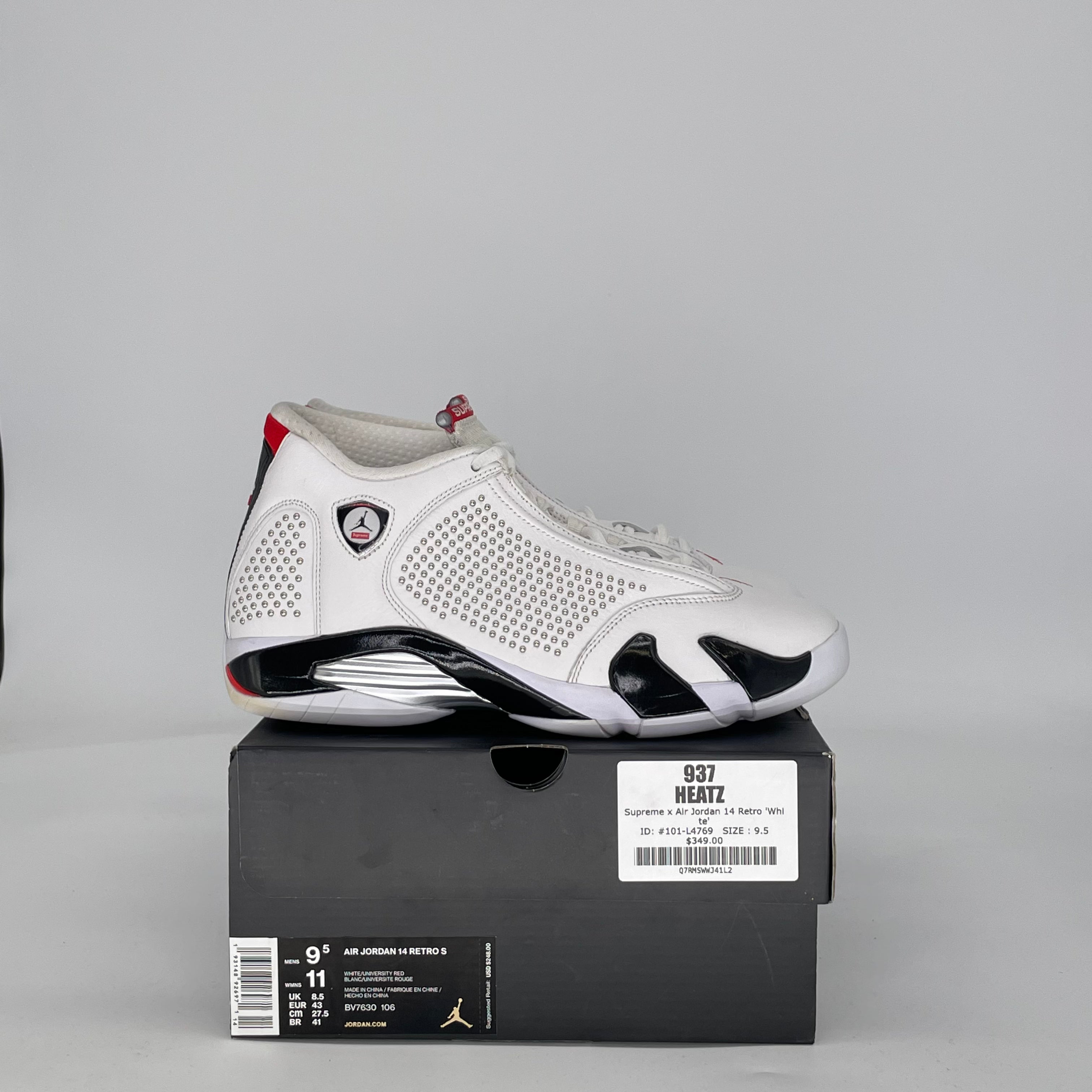 AIR JORDAN 14 SUPREME WHITE BV7630-106 SIZE 9.5/11W