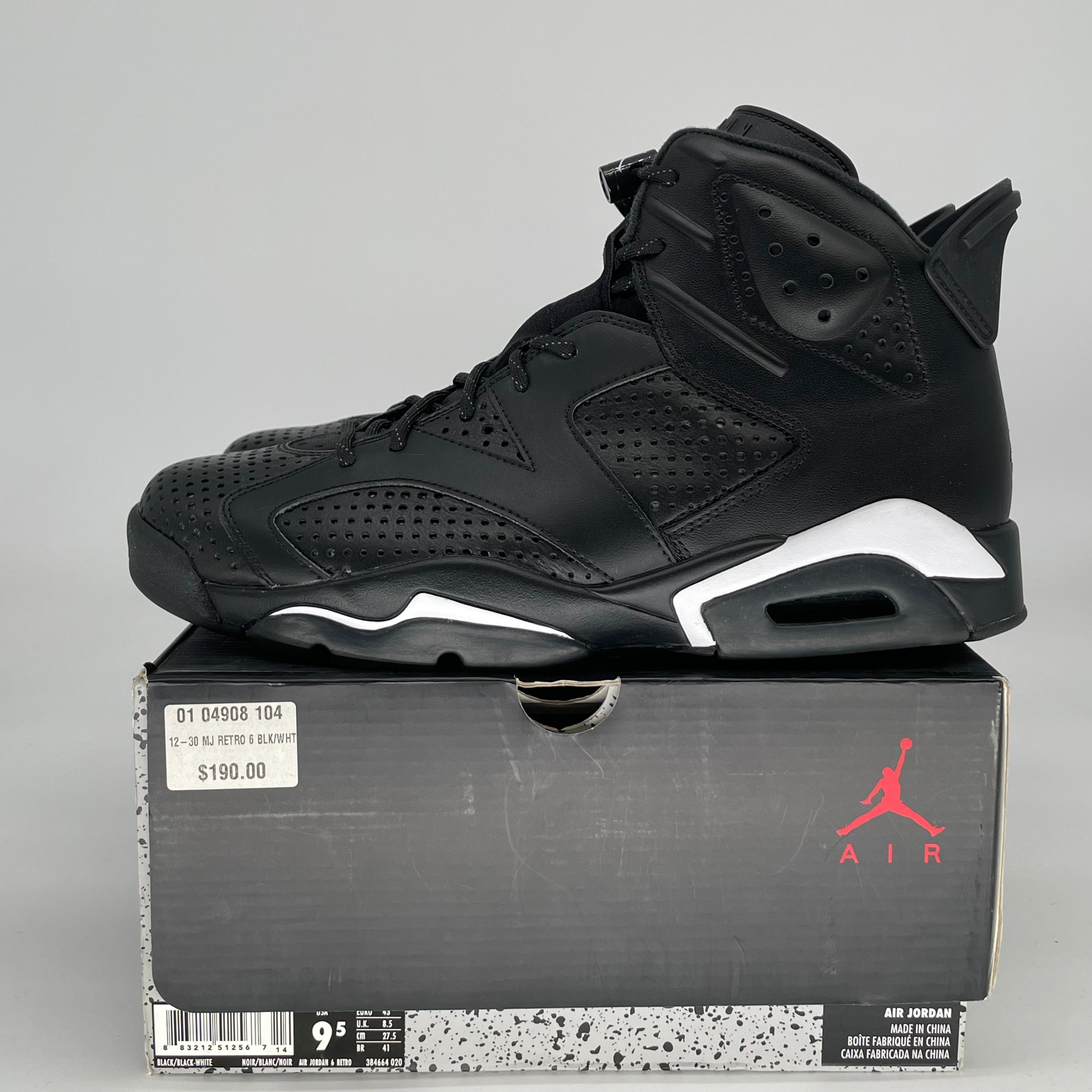 AIR JORDAN 6 BLACK CAT 384664-020 SIZE 9.5/11W