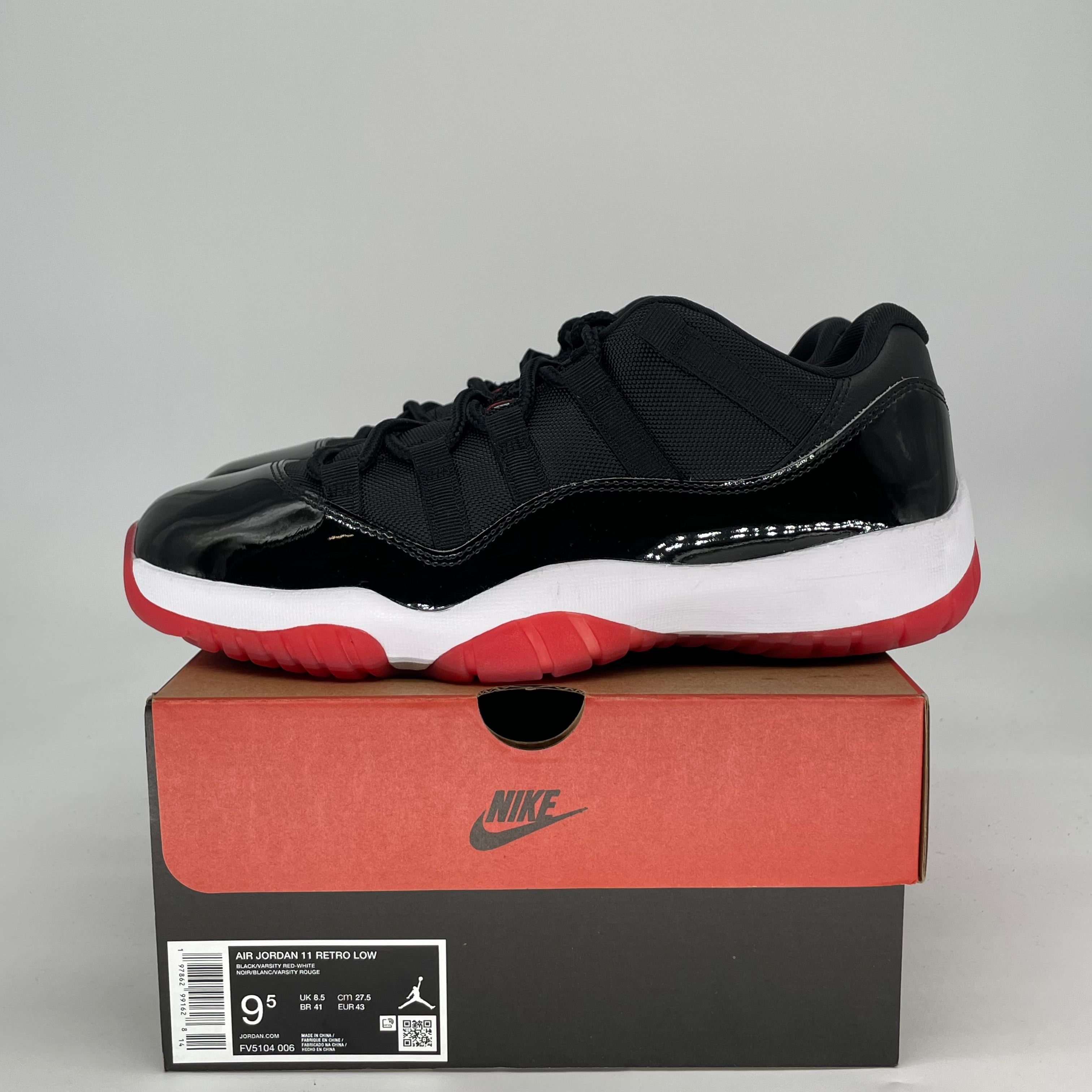 AIR JORDAN 11 LOW BRED FV5104-006 SIZE 9.5/11W