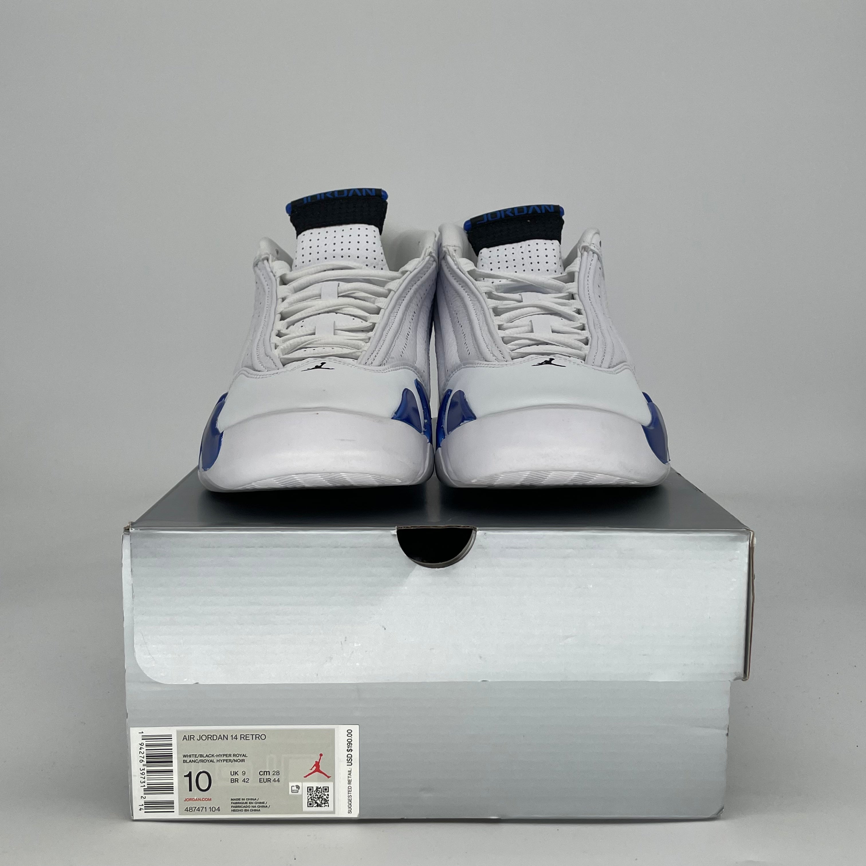 AIR JORDAN 14 WHITE HYPER ROYAL HJ7710-101 SIZE 10/11.5W