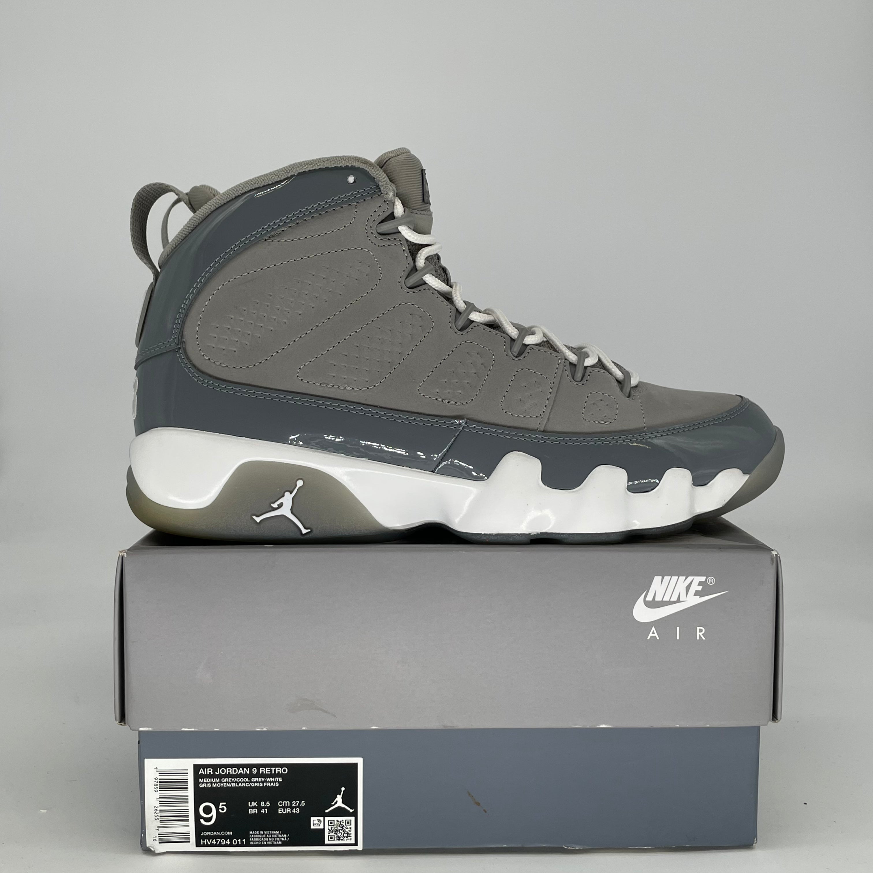 AIR JORDAN 9 COOL GREY HV4794-011 SIZE 9.5/11W