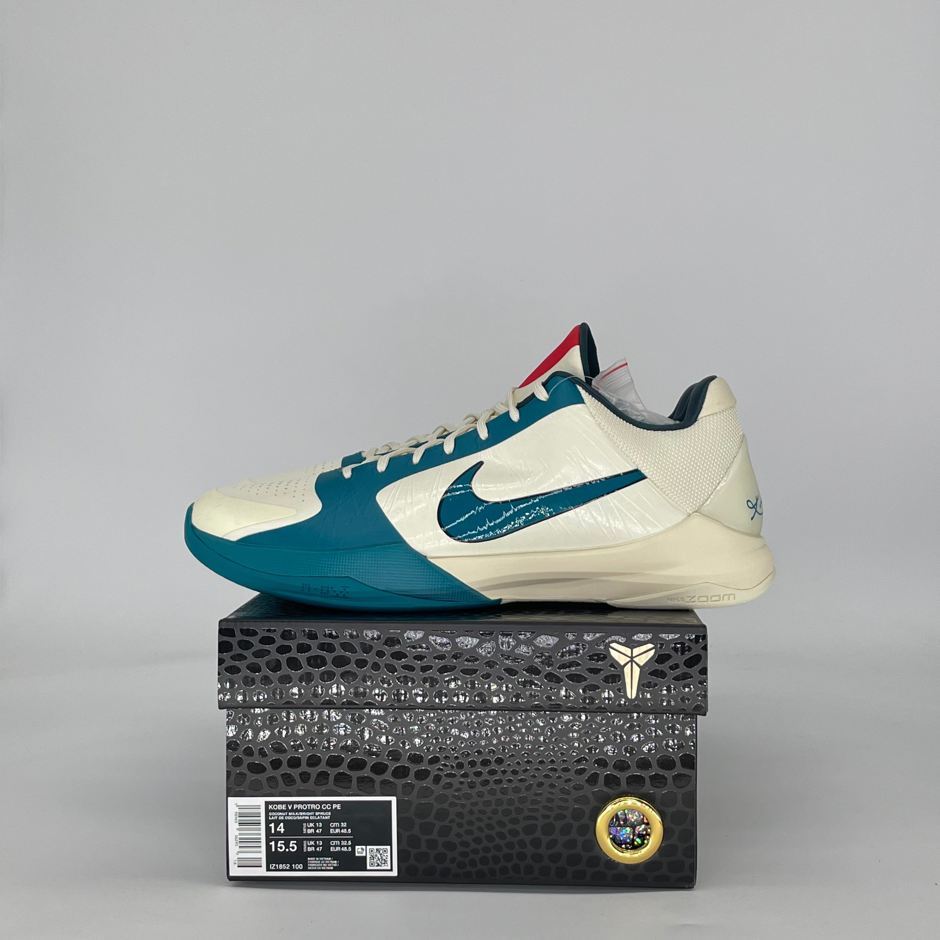 NIKE KOBE 5 PROTRO CAITLIN CLARK COCONUT MILK SPRUCE IZ1852-100 SIZE 14/15.5W