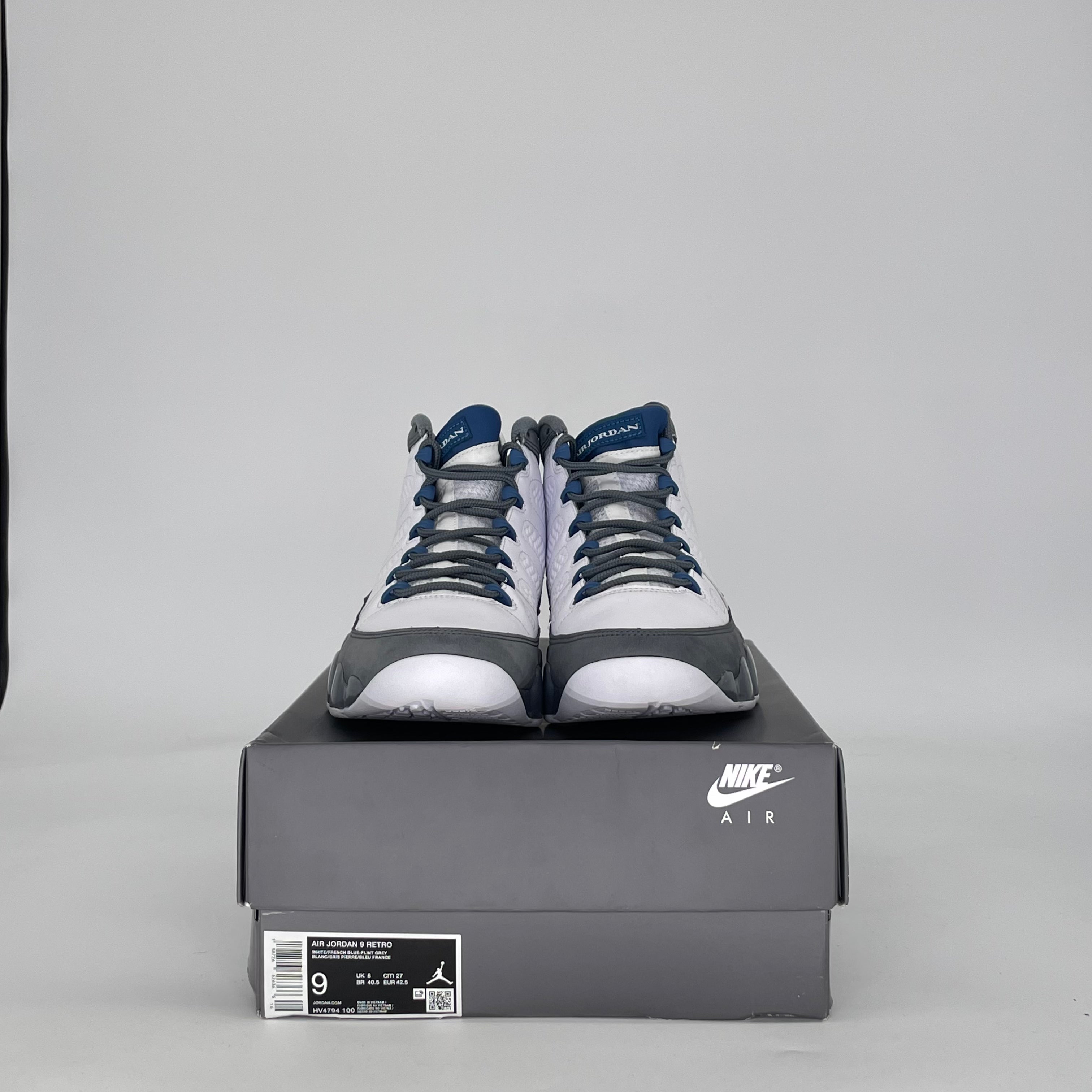 AIR JORDAN 9 FLINT GREY FRENCH BLUE HV4794-100 SIZE 9/10.5W