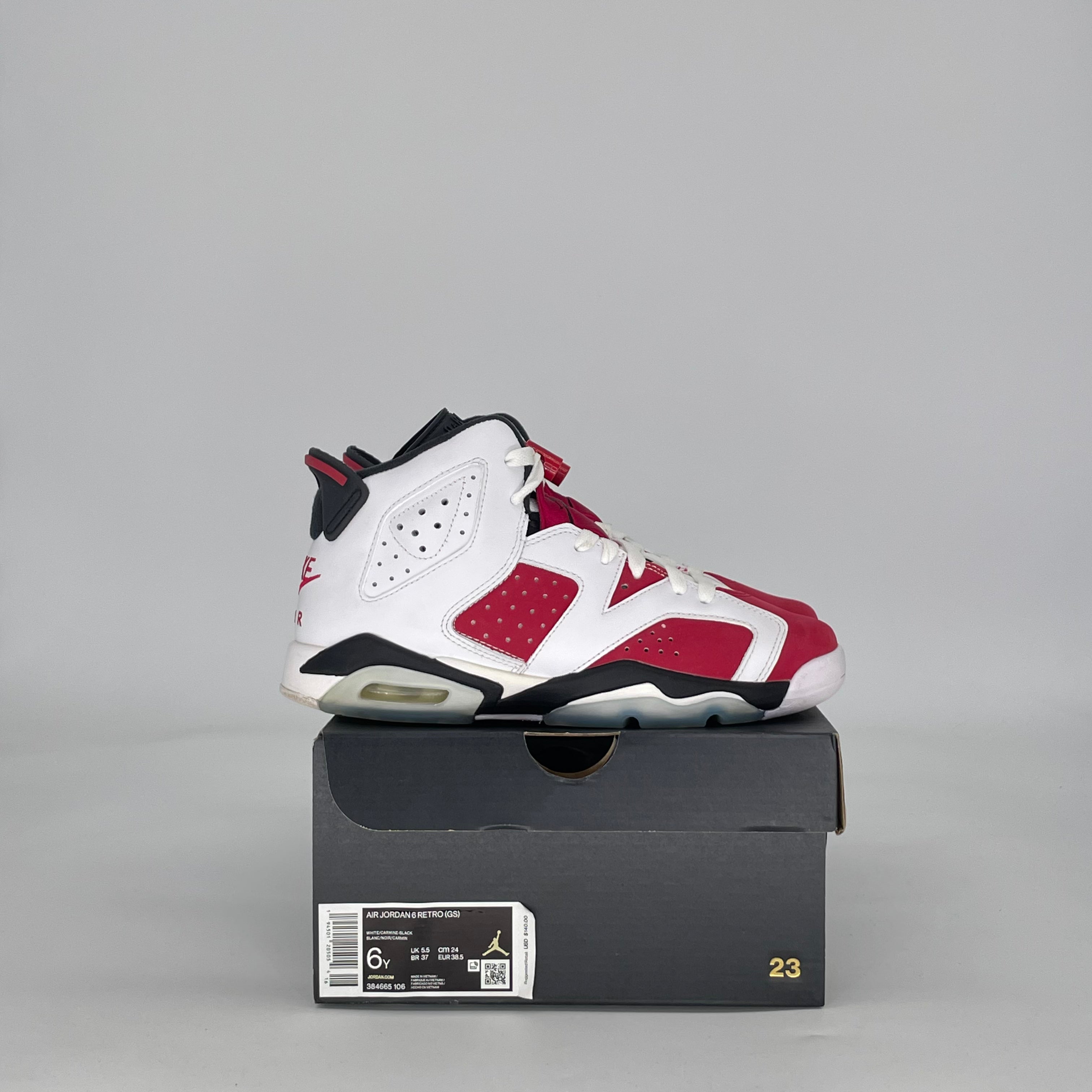 AIR JORDAN 6 CARMINE (2021) 384665-106 SIZE 6/7.5W GS