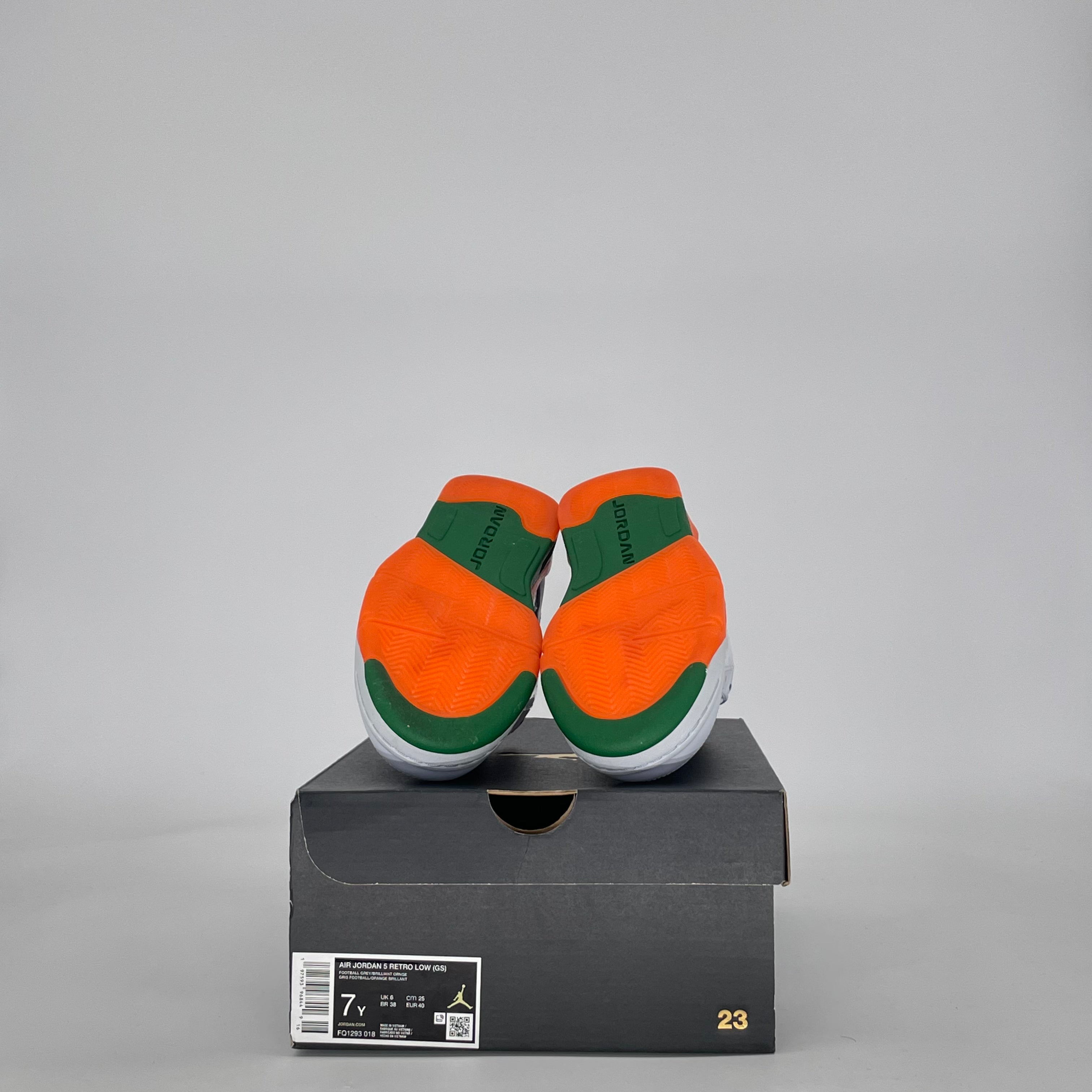 AIR JORDAN 5 LOW MIAMI HURRICANES FQ1293-018 SIZE 7/8.5W GS