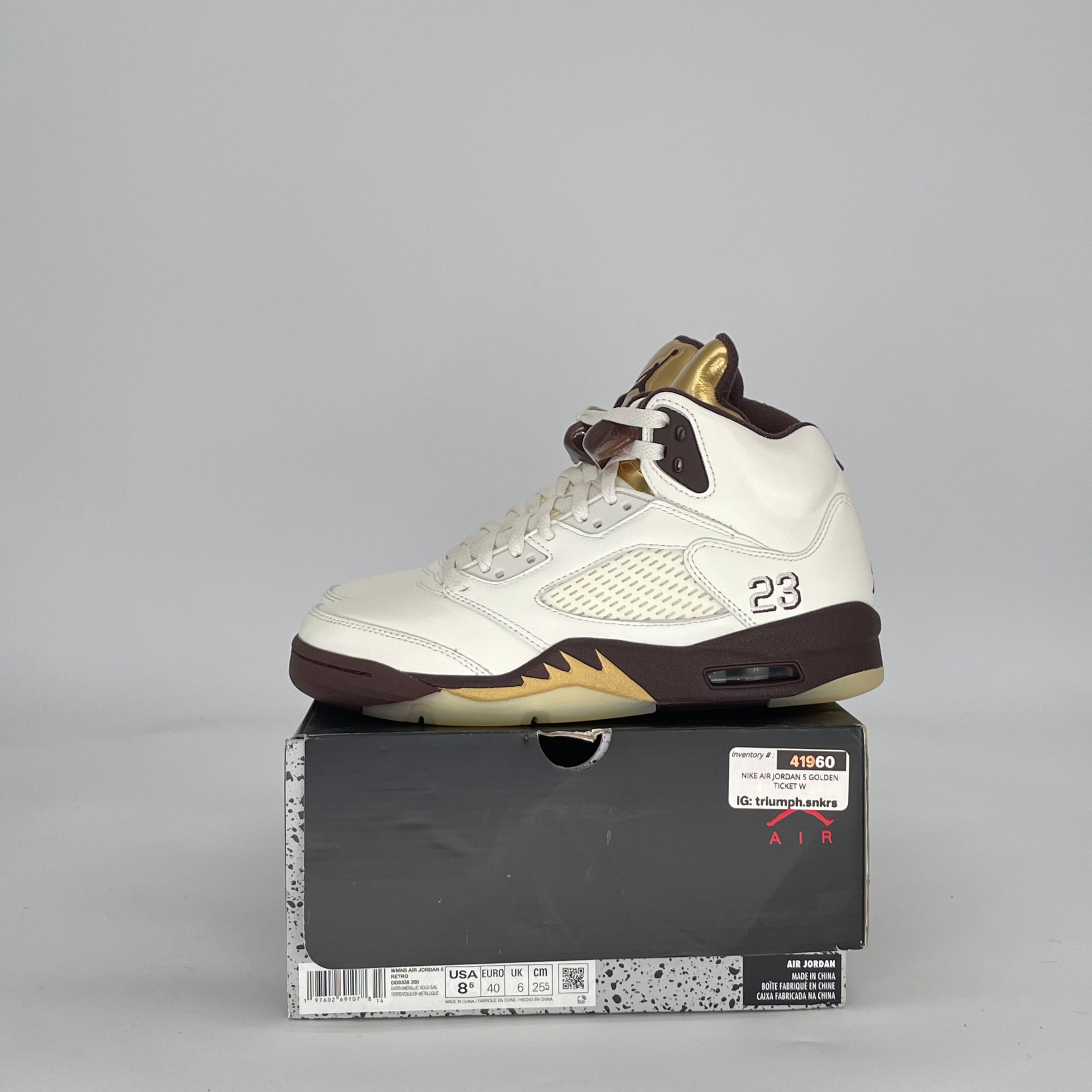 AIR JORDAN 5 GOLDEN TICKET DD9336-200 SIZE 7/8.5W GS