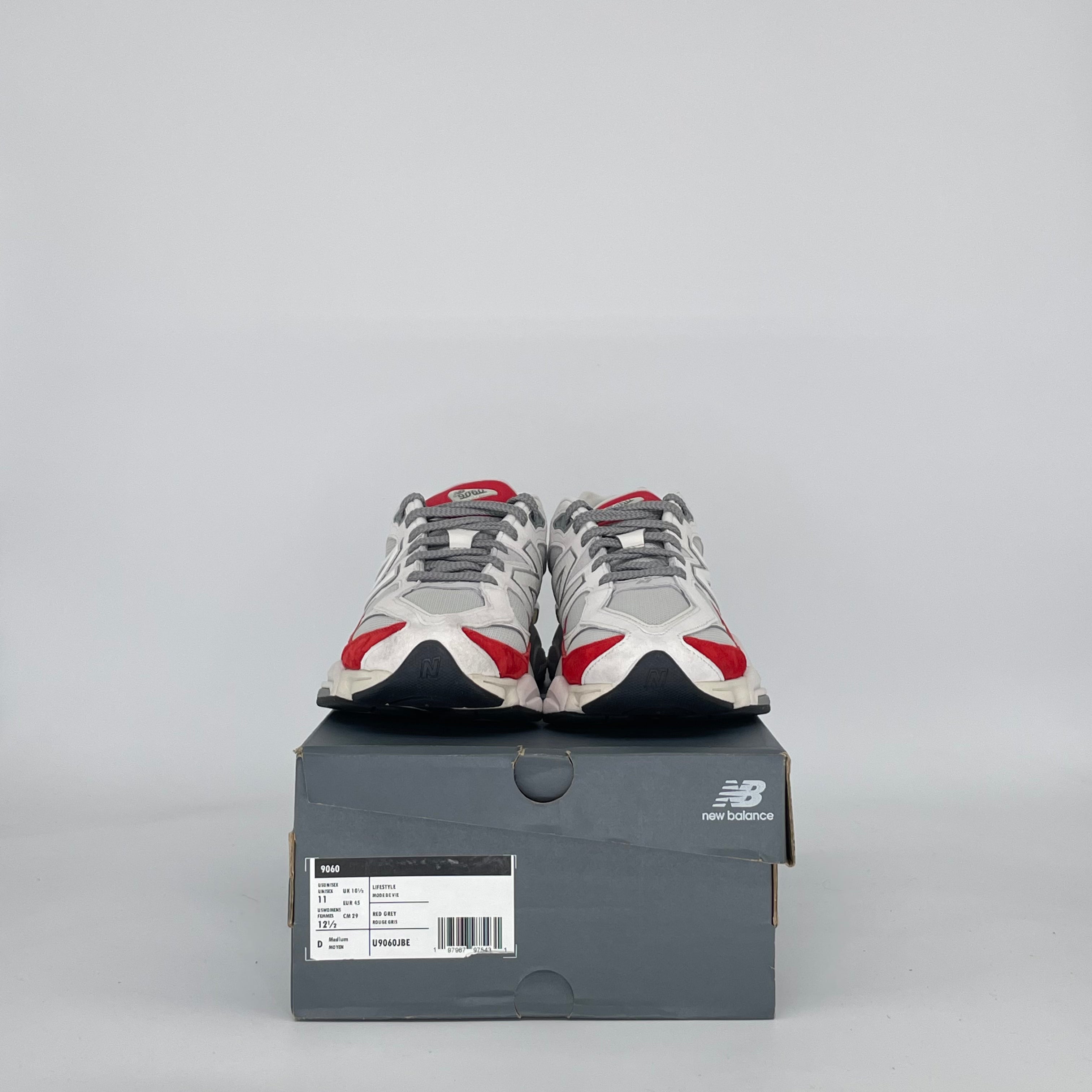 NEW BALANCE 9060 WHITE RED U9060JBE SIZE 11/12.5W