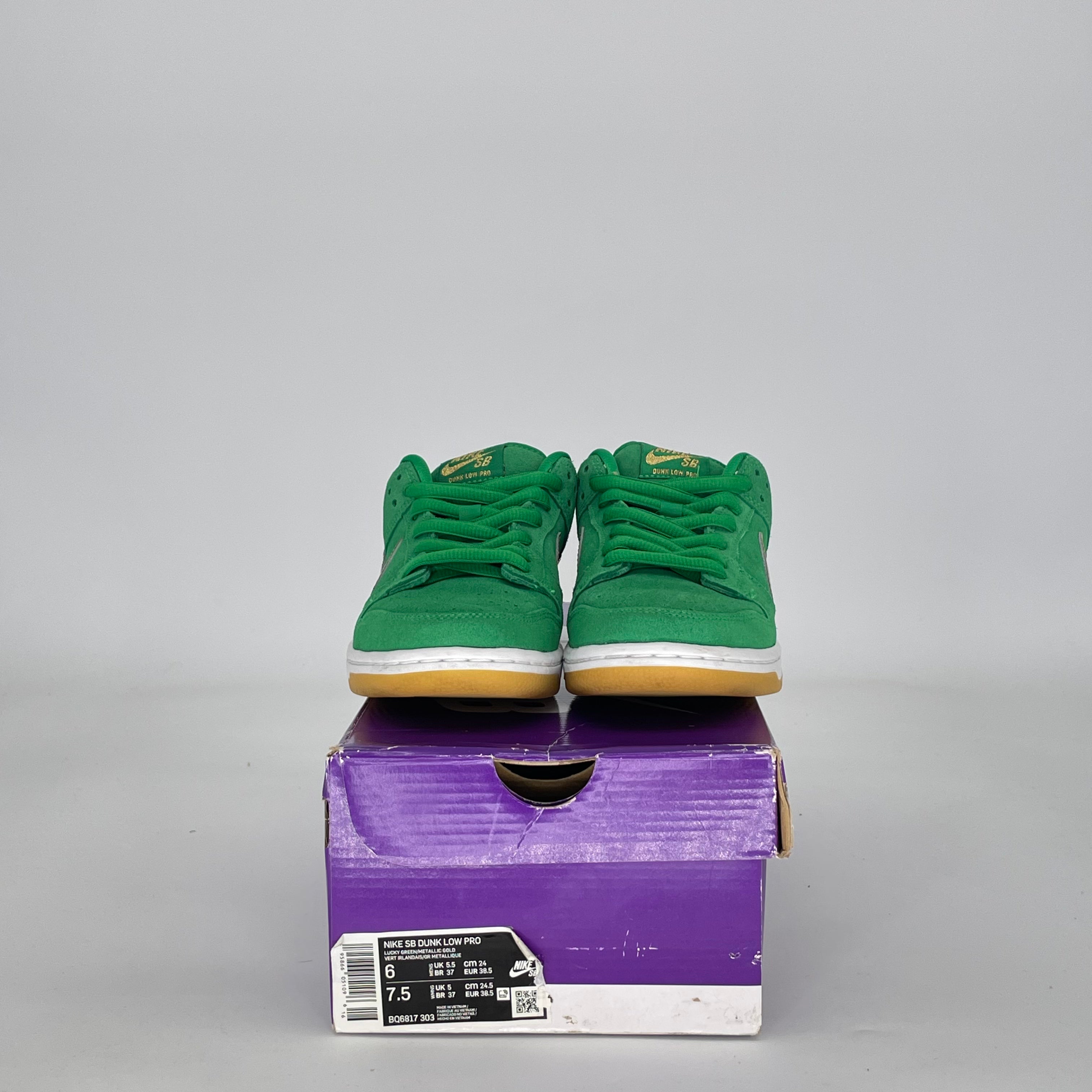 NIKE SB DUNK LOW PRO ST. PATRICKS DAY BQ6817-303 SIZE 6/7.5W GS