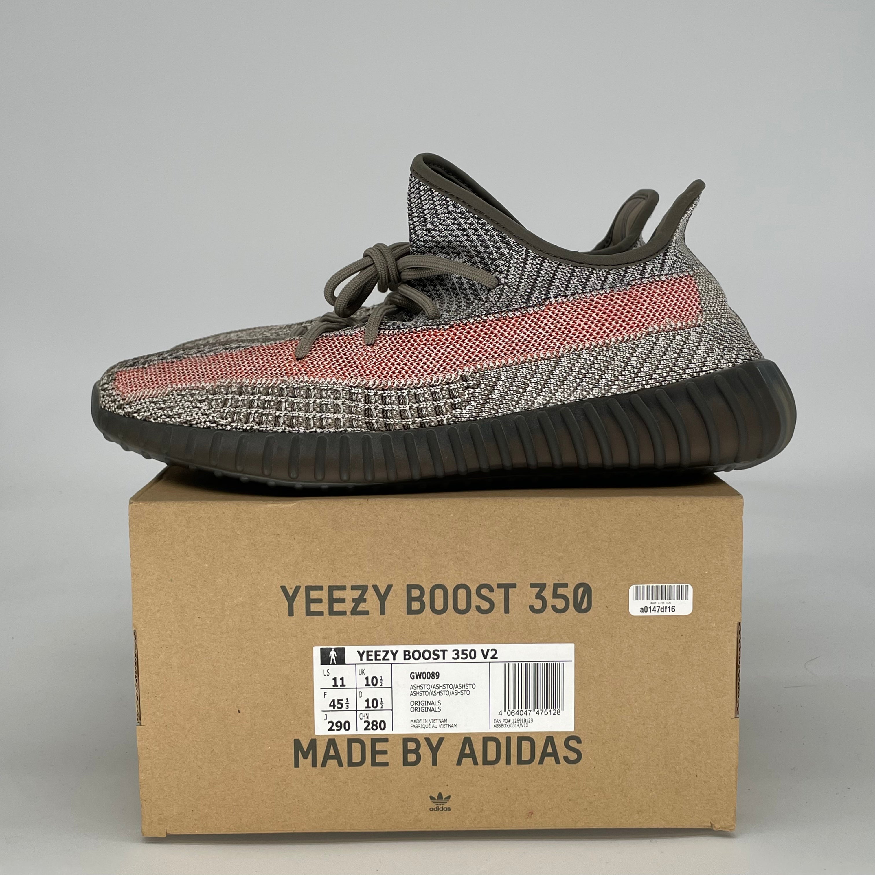 ADIDAS YEEZY 350 V2 ASH STONE GW0089 SIZE 11/12.5W