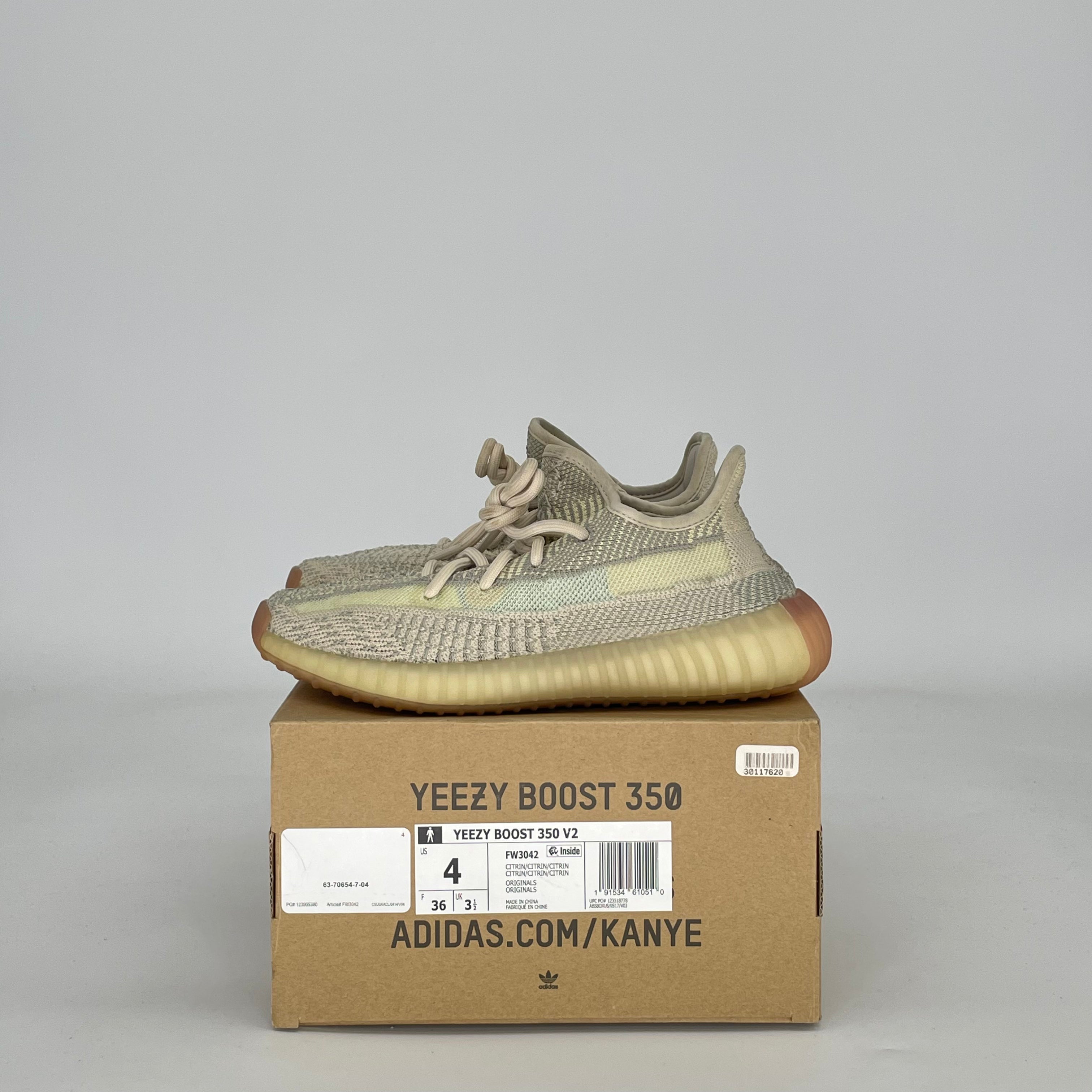 ADIDAS YEEZY BOOST 350 V2 CITRIN (NON-REFLECTIVE) FW3042 SIZE 4/5.5W GS