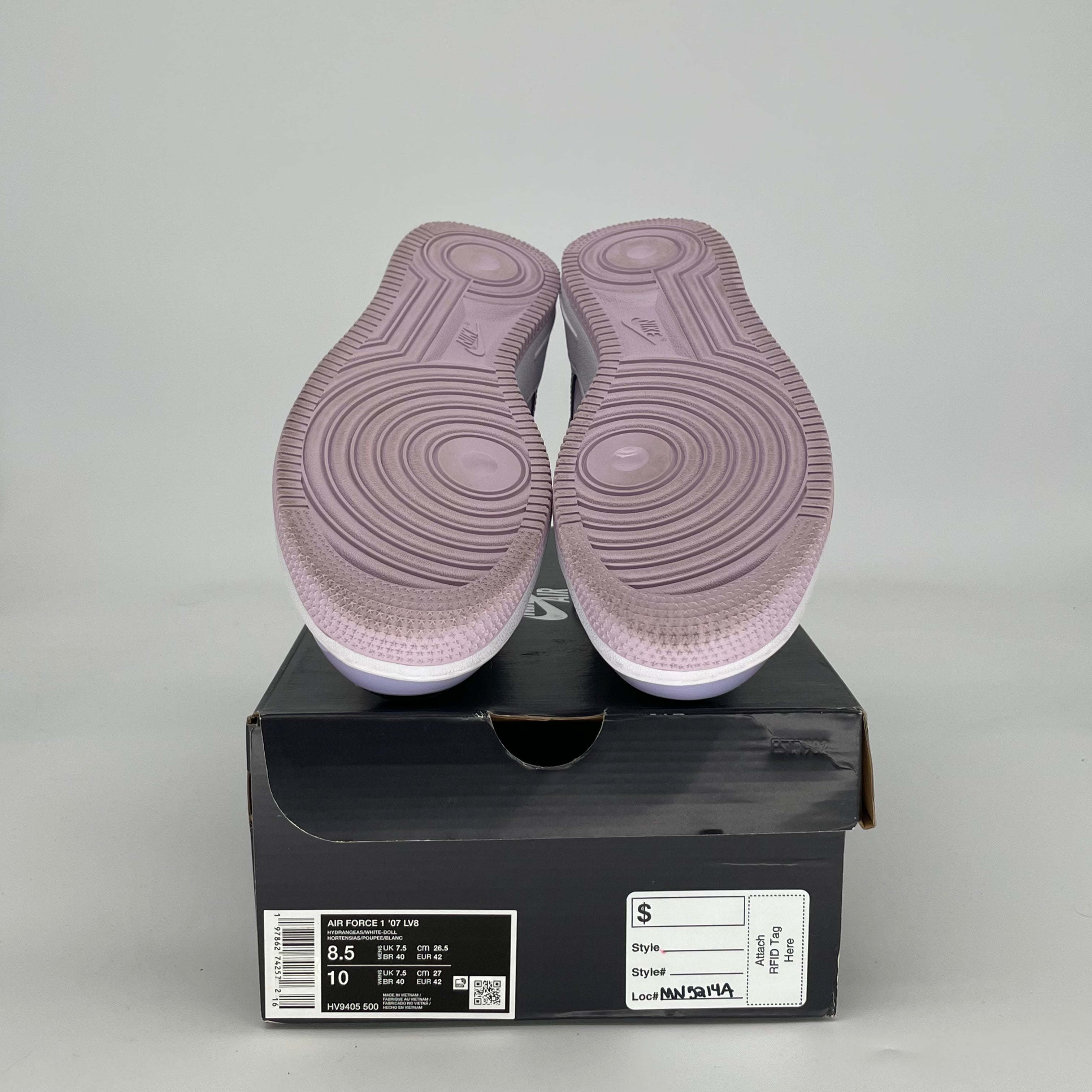 NIKE AIR FORCE 1 LOW HYDRANGEAS PATENT HV9405-500 SIZE 8.5/10W